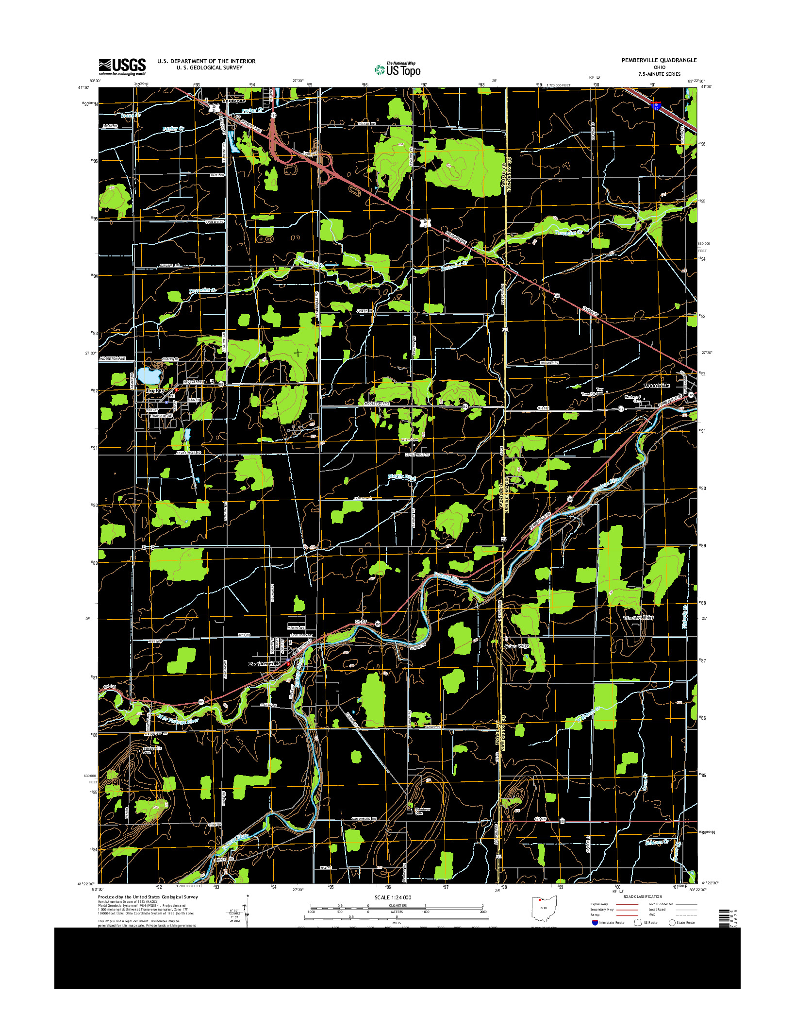 USGS US TOPO 7.5-MINUTE MAP FOR PEMBERVILLE, OH 2013