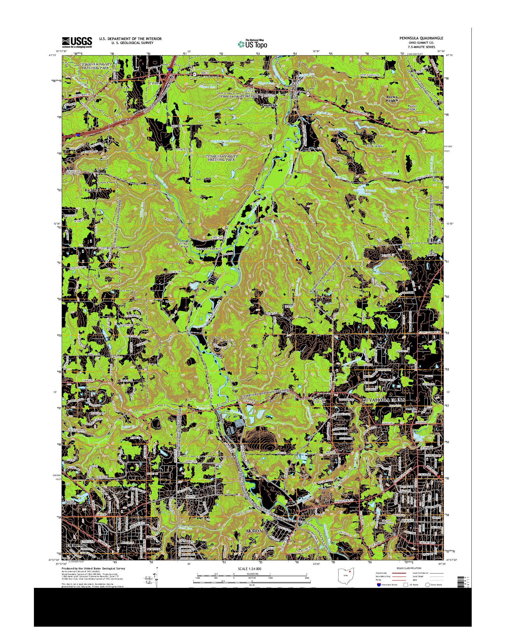 USGS US TOPO 7.5-MINUTE MAP FOR PENINSULA, OH 2013