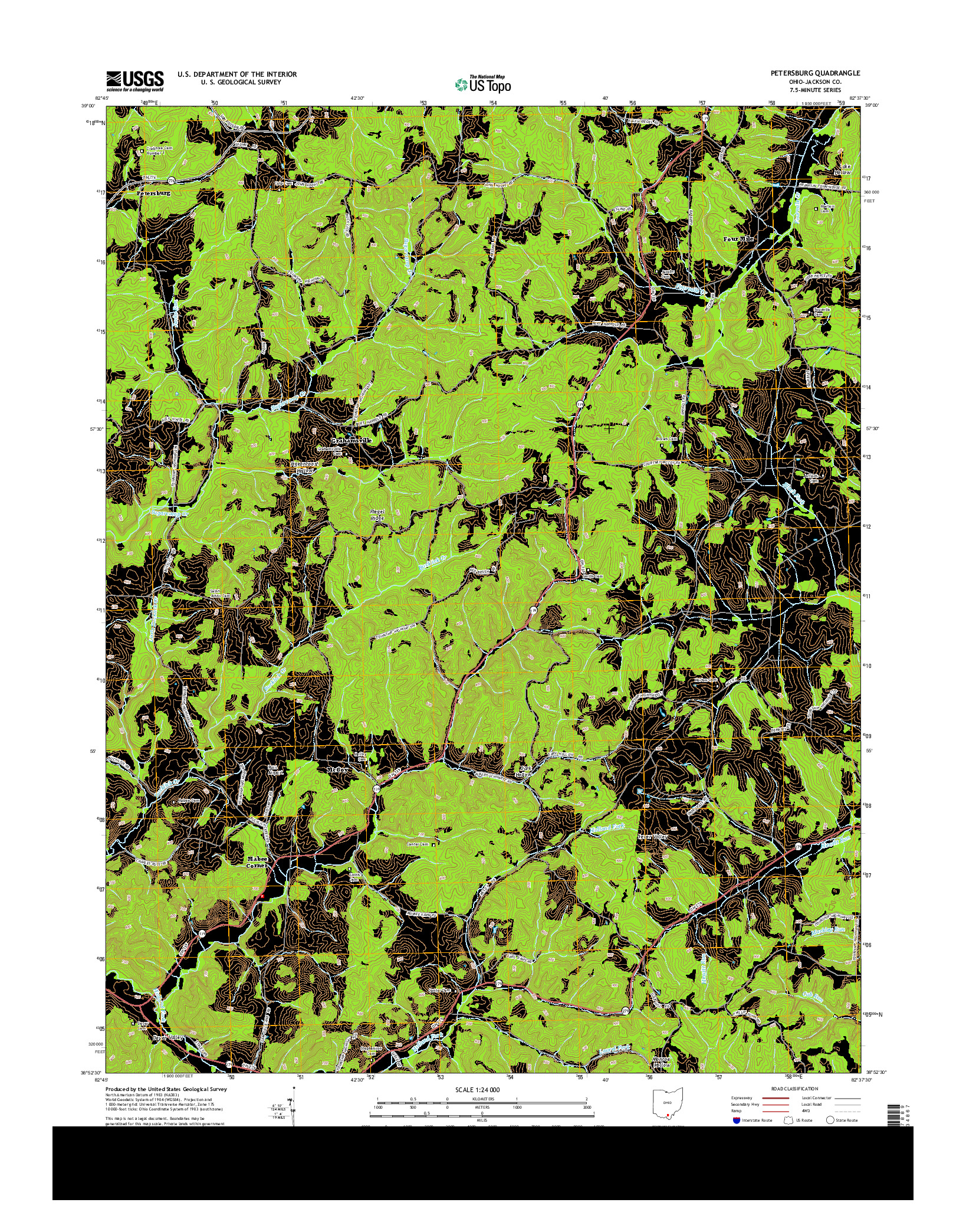 USGS US TOPO 7.5-MINUTE MAP FOR PETERSBURG, OH 2013
