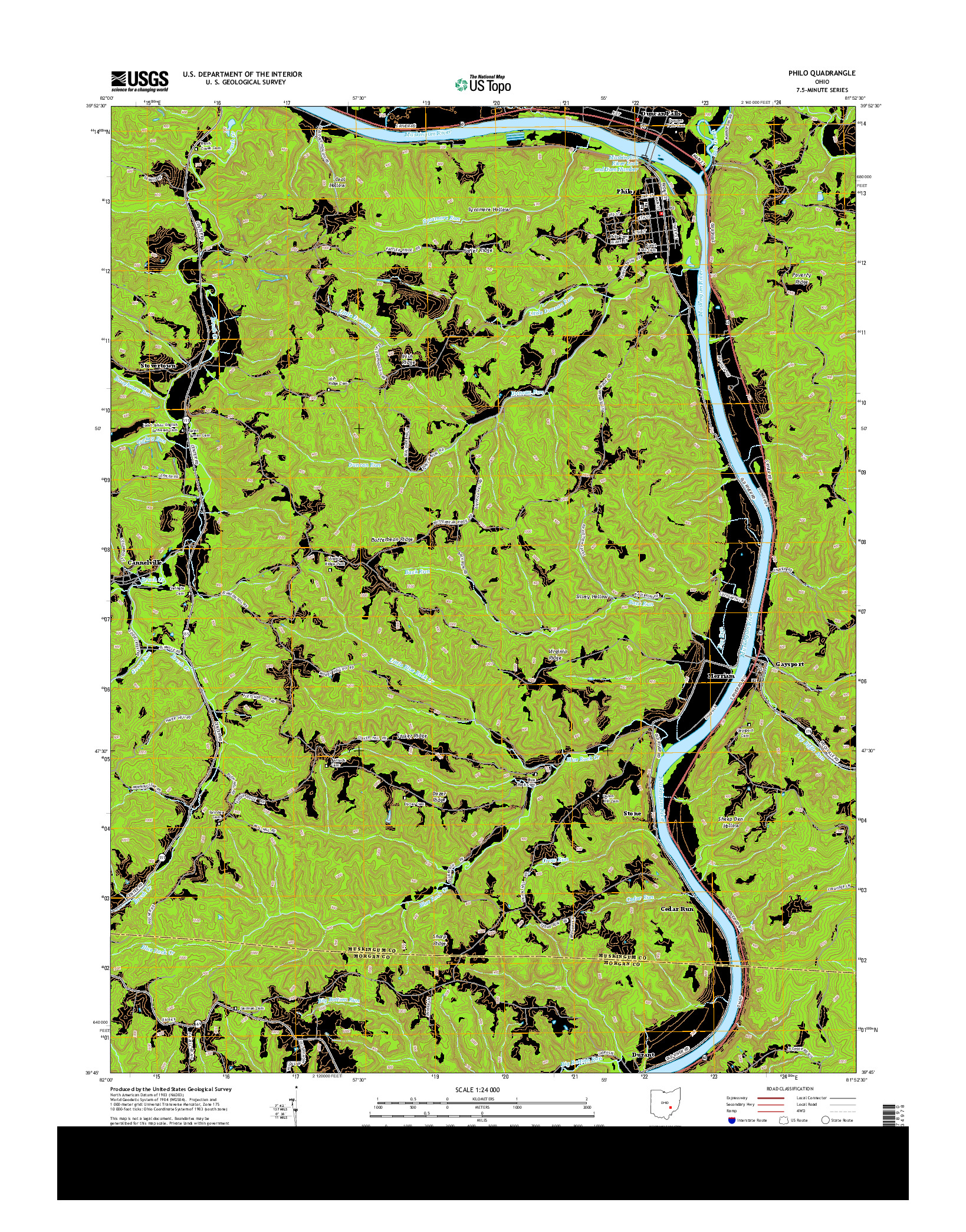 USGS US TOPO 7.5-MINUTE MAP FOR PHILO, OH 2013