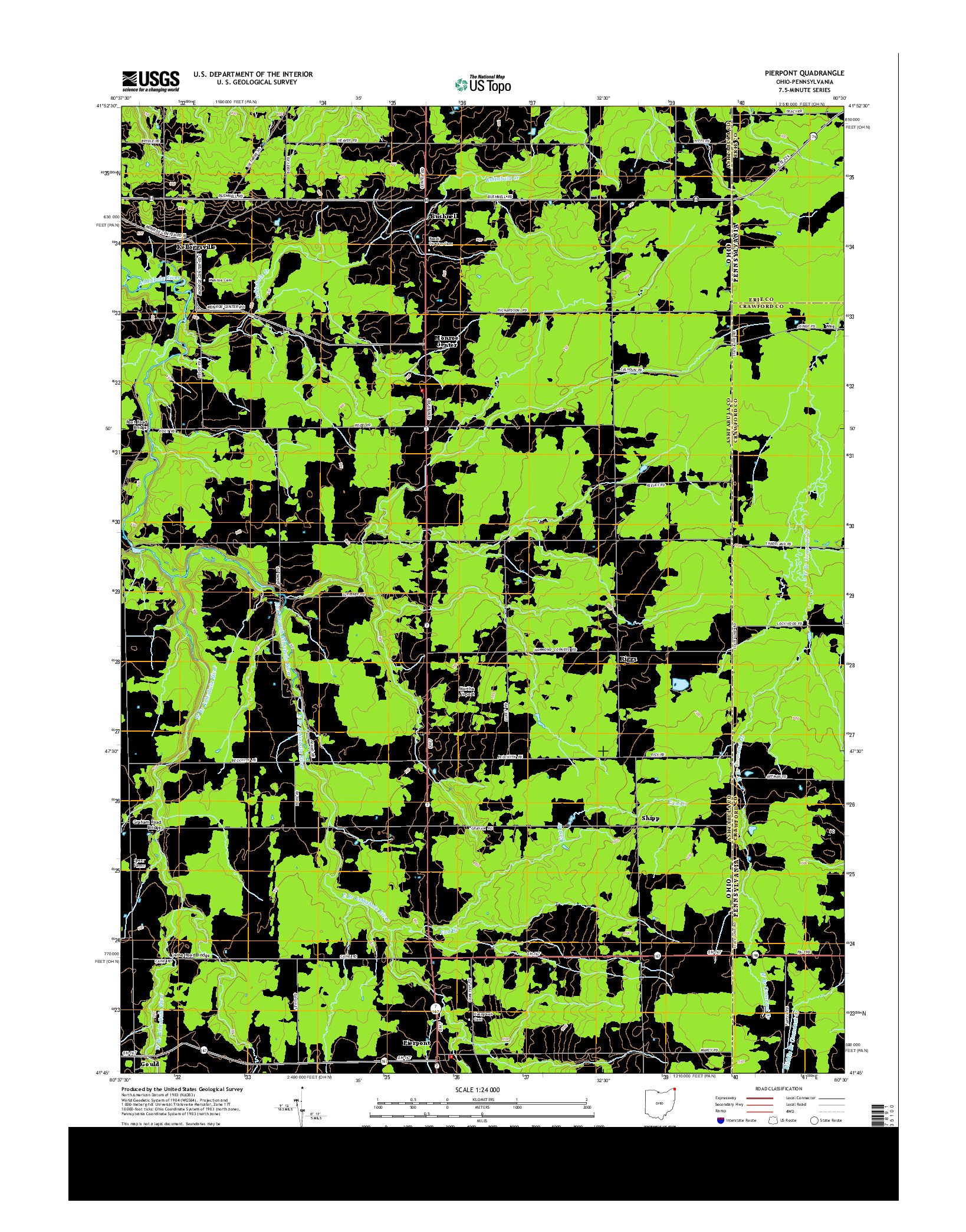 USGS US TOPO 7.5-MINUTE MAP FOR PIERPONT, OH-PA 2013