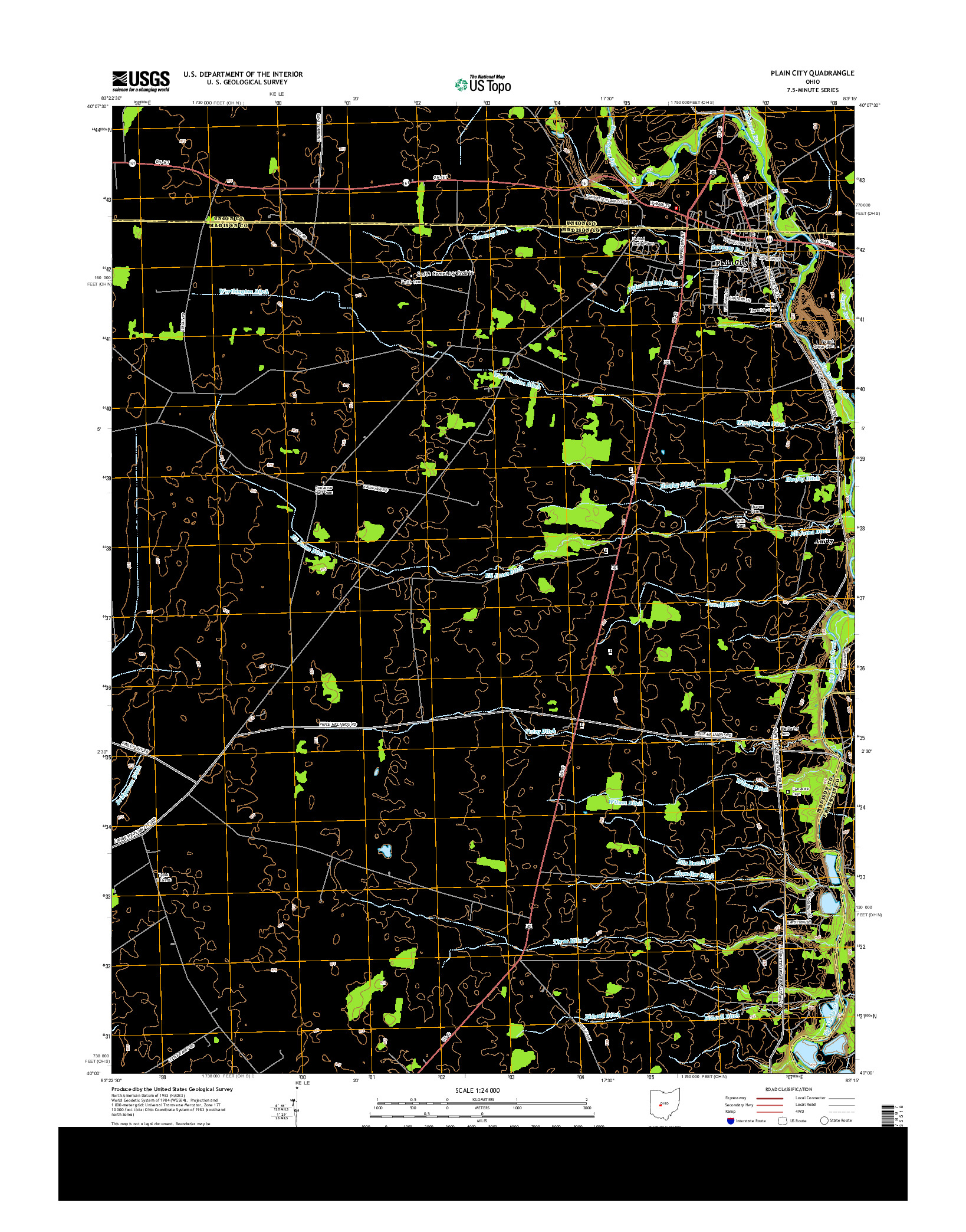 USGS US TOPO 7.5-MINUTE MAP FOR PLAIN CITY, OH 2013
