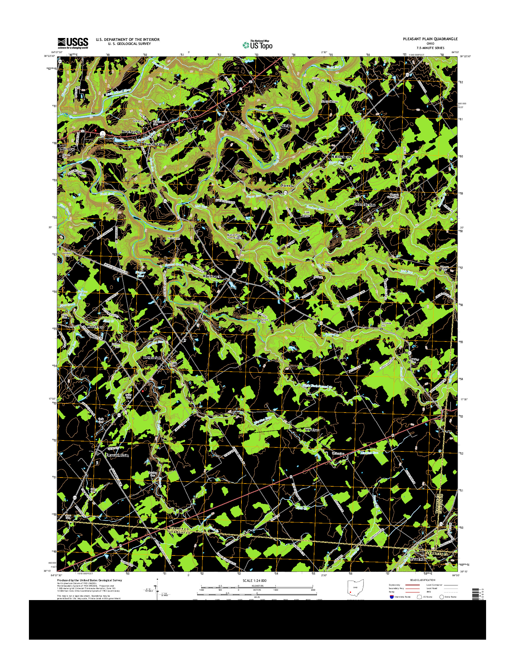 USGS US TOPO 7.5-MINUTE MAP FOR PLEASANT PLAIN, OH 2013