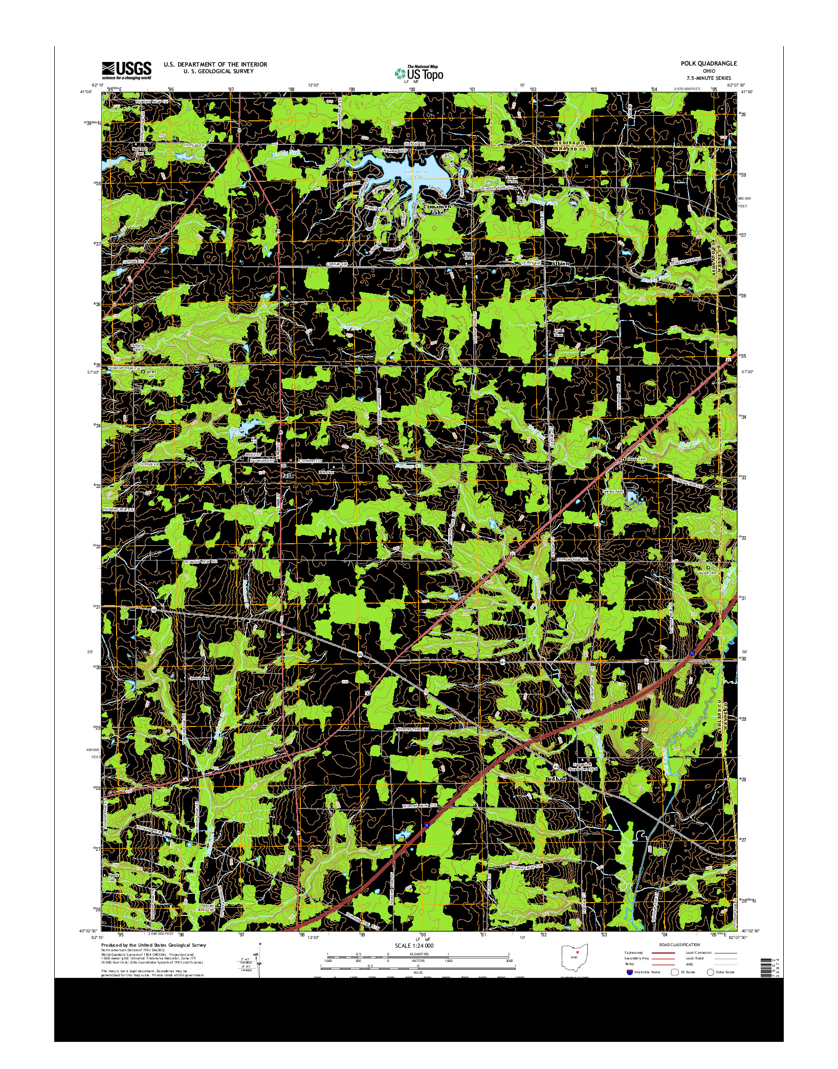 USGS US TOPO 7.5-MINUTE MAP FOR POLK, OH 2013
