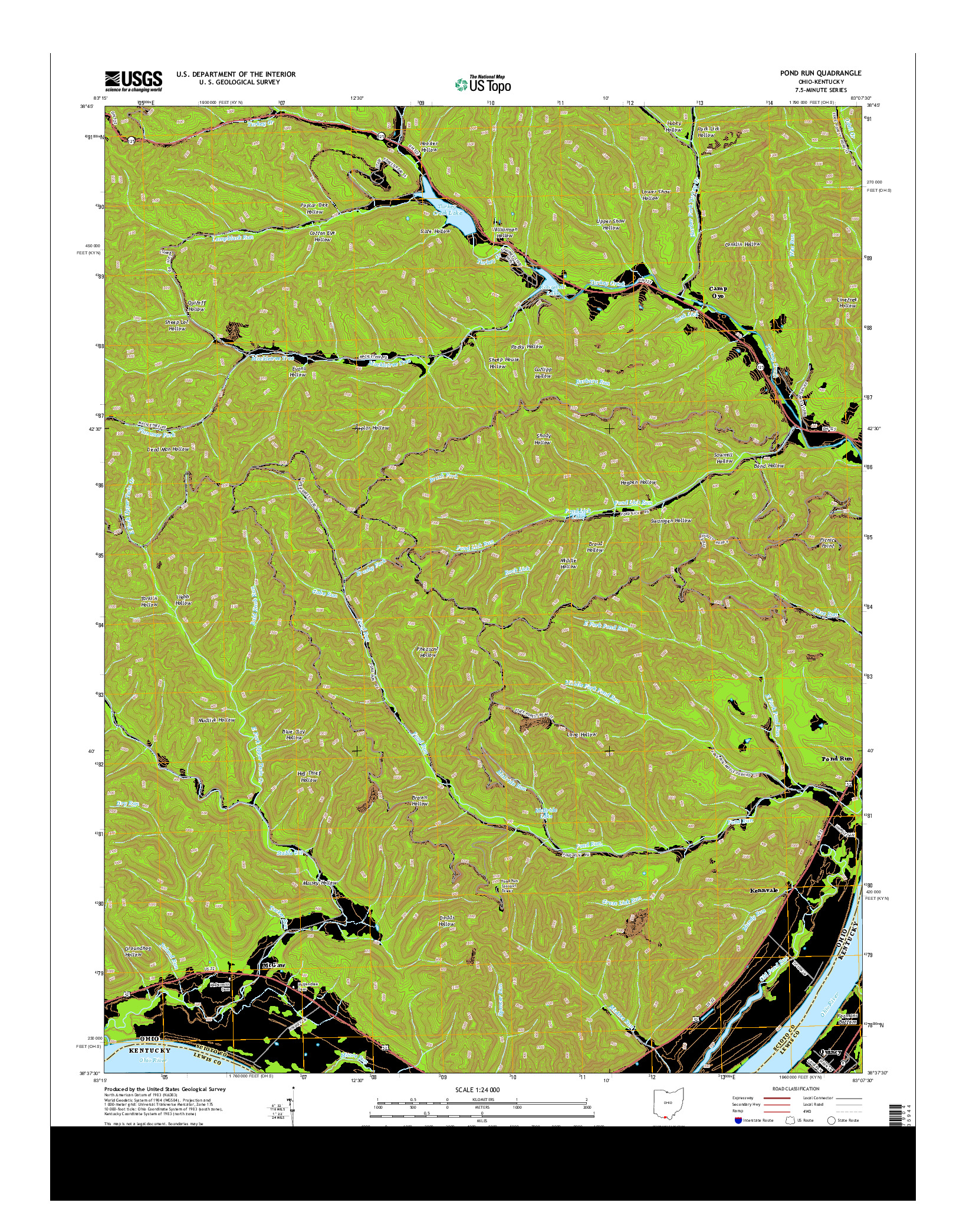 USGS US TOPO 7.5-MINUTE MAP FOR POND RUN, OH-KY 2013