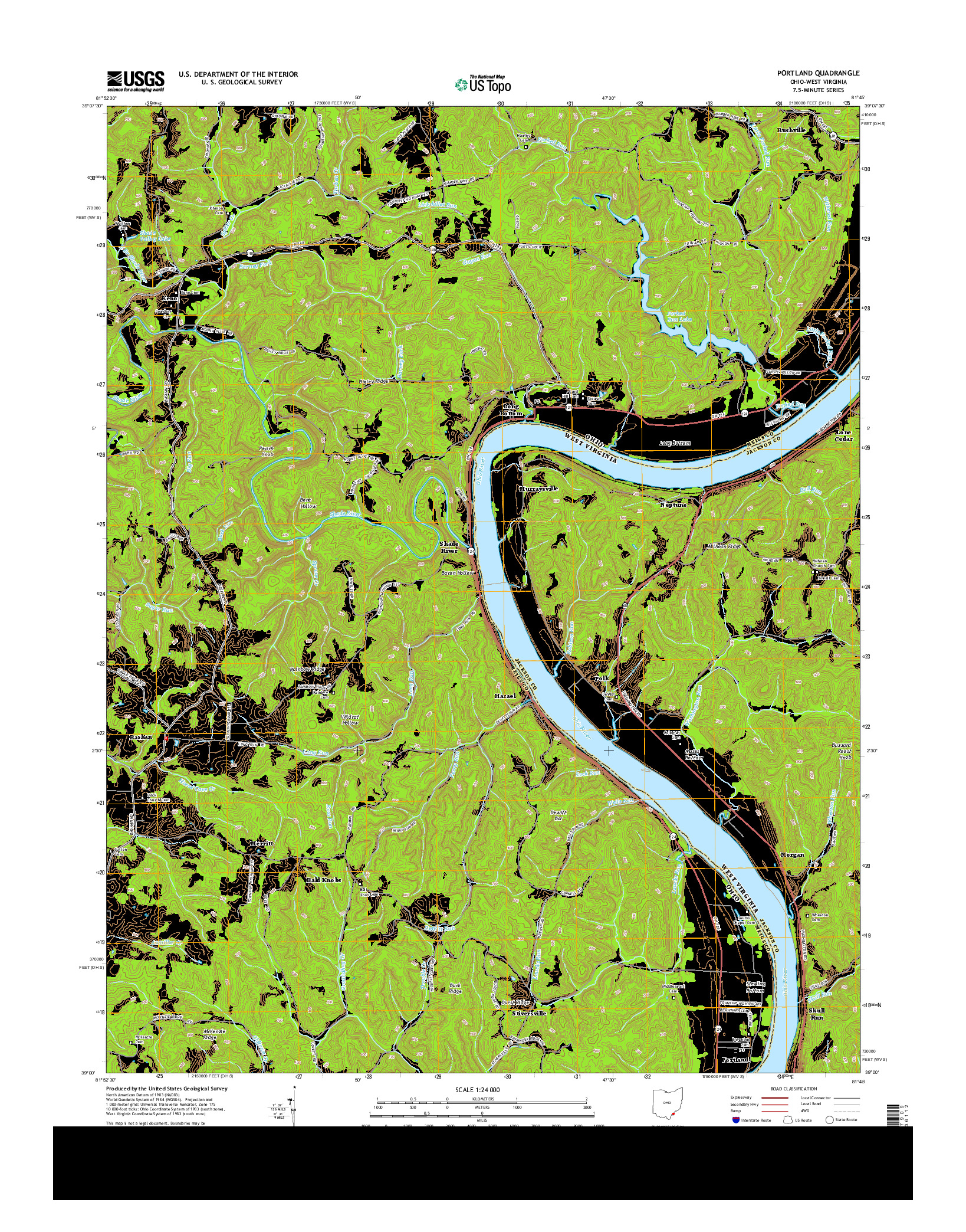 USGS US TOPO 7.5-MINUTE MAP FOR PORTLAND, OH-WV 2013