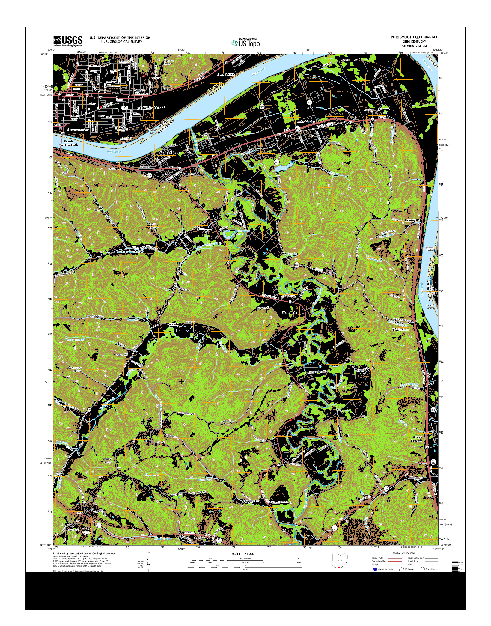 USGS US TOPO 7.5-MINUTE MAP FOR PORTSMOUTH, OH-KY 2013