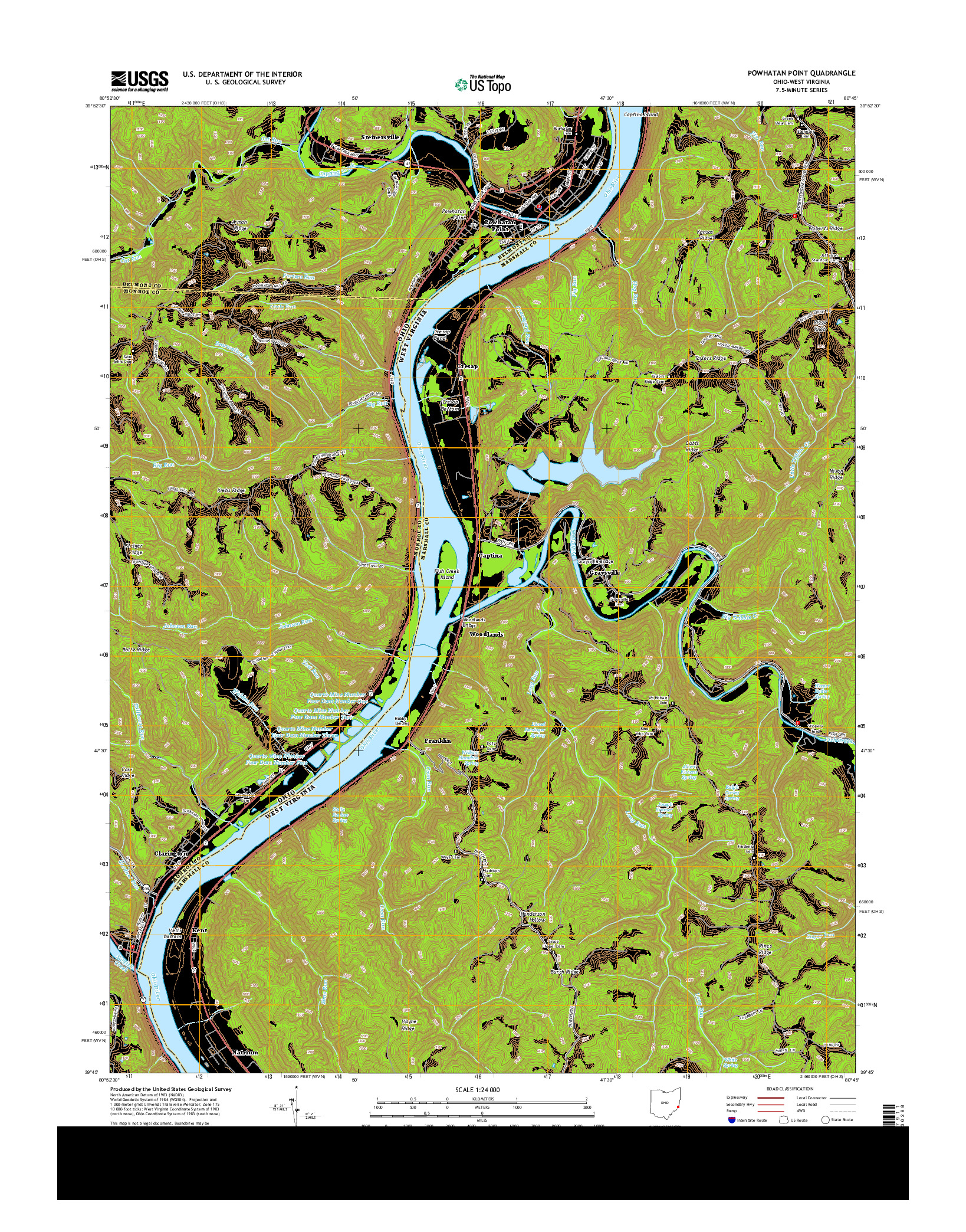 USGS US TOPO 7.5-MINUTE MAP FOR POWHATAN POINT, OH-WV 2013