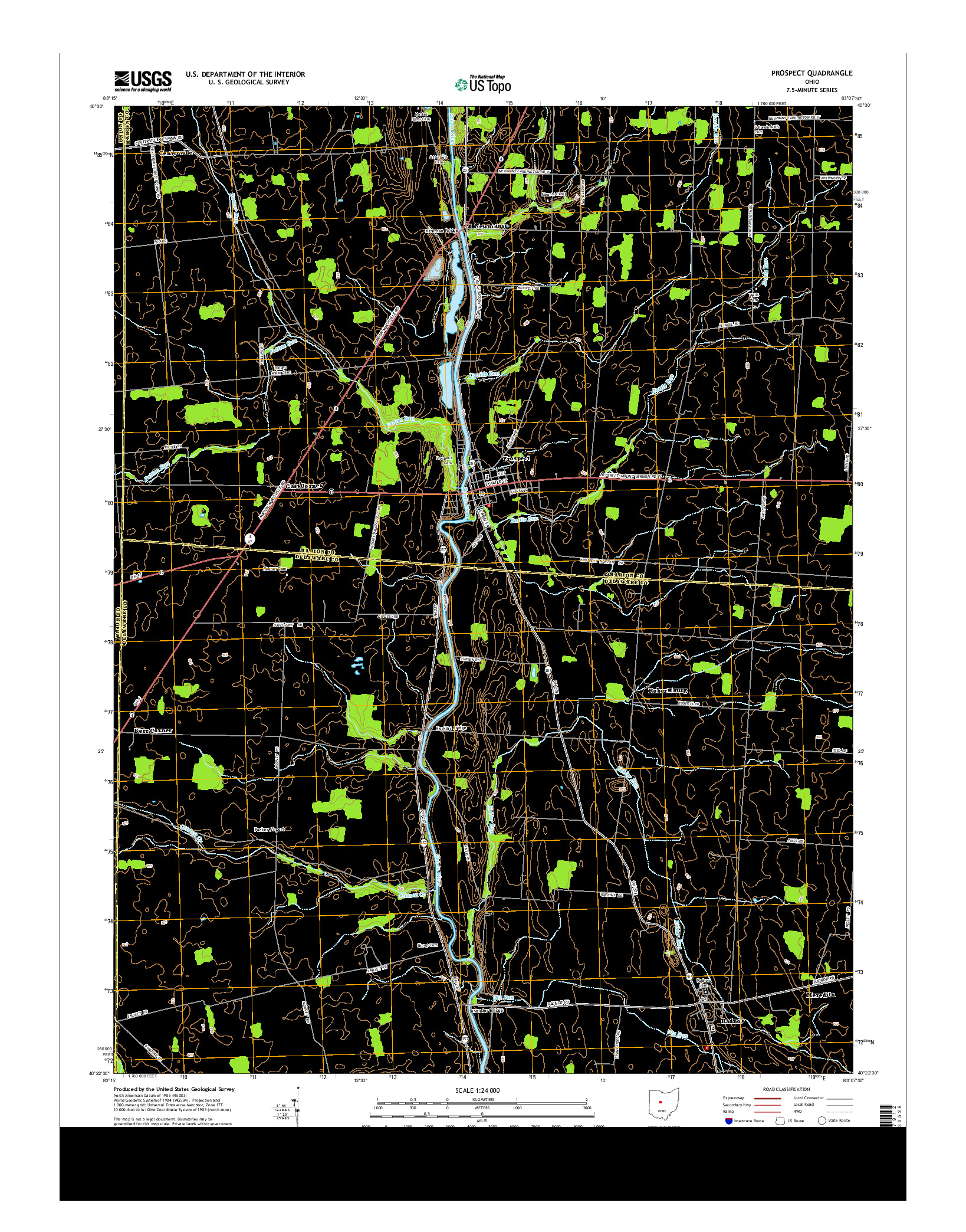 USGS US TOPO 7.5-MINUTE MAP FOR PROSPECT, OH 2013