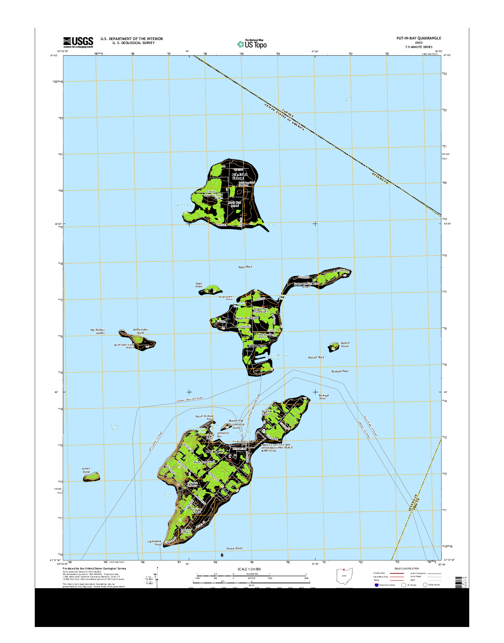 USGS US TOPO 7.5-MINUTE MAP FOR PUT-IN-BAY, OH 2013