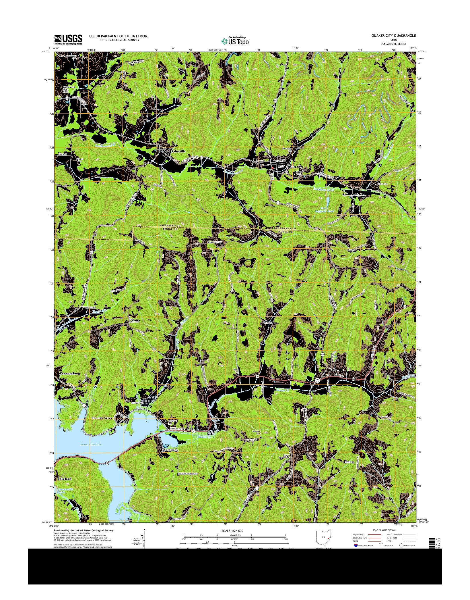 USGS US TOPO 7.5-MINUTE MAP FOR QUAKER CITY, OH 2013