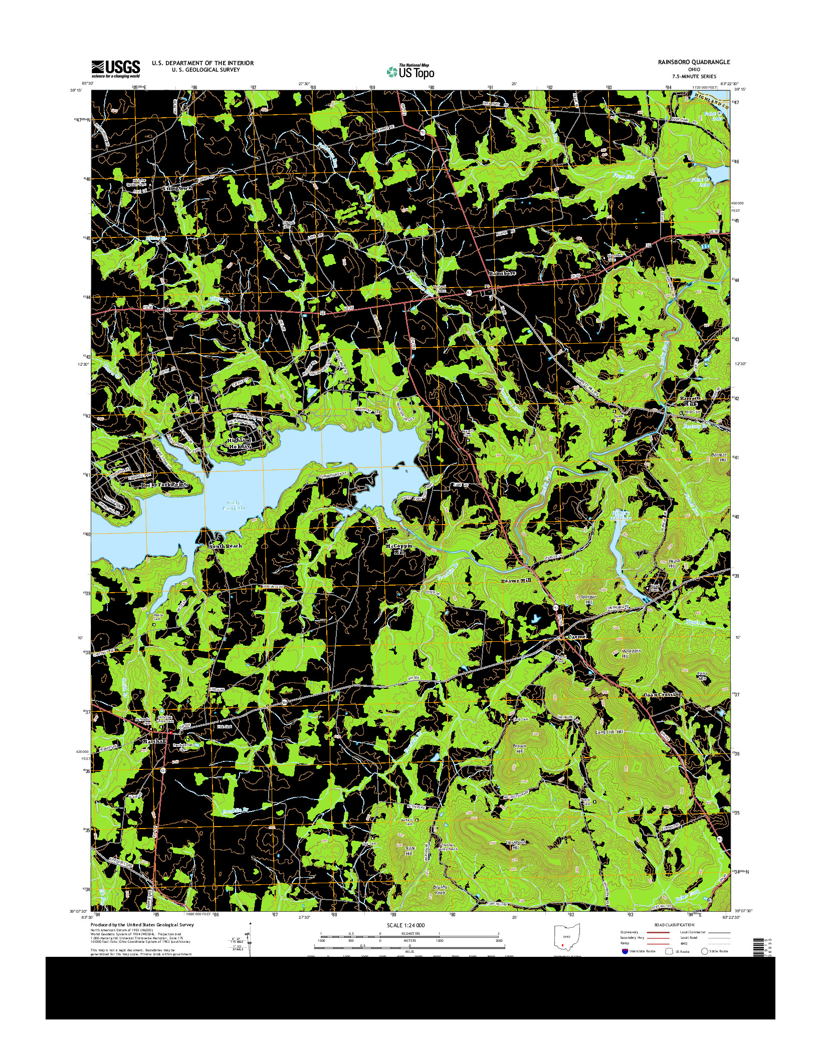 USGS US TOPO 7.5-MINUTE MAP FOR RAINSBORO, OH 2013