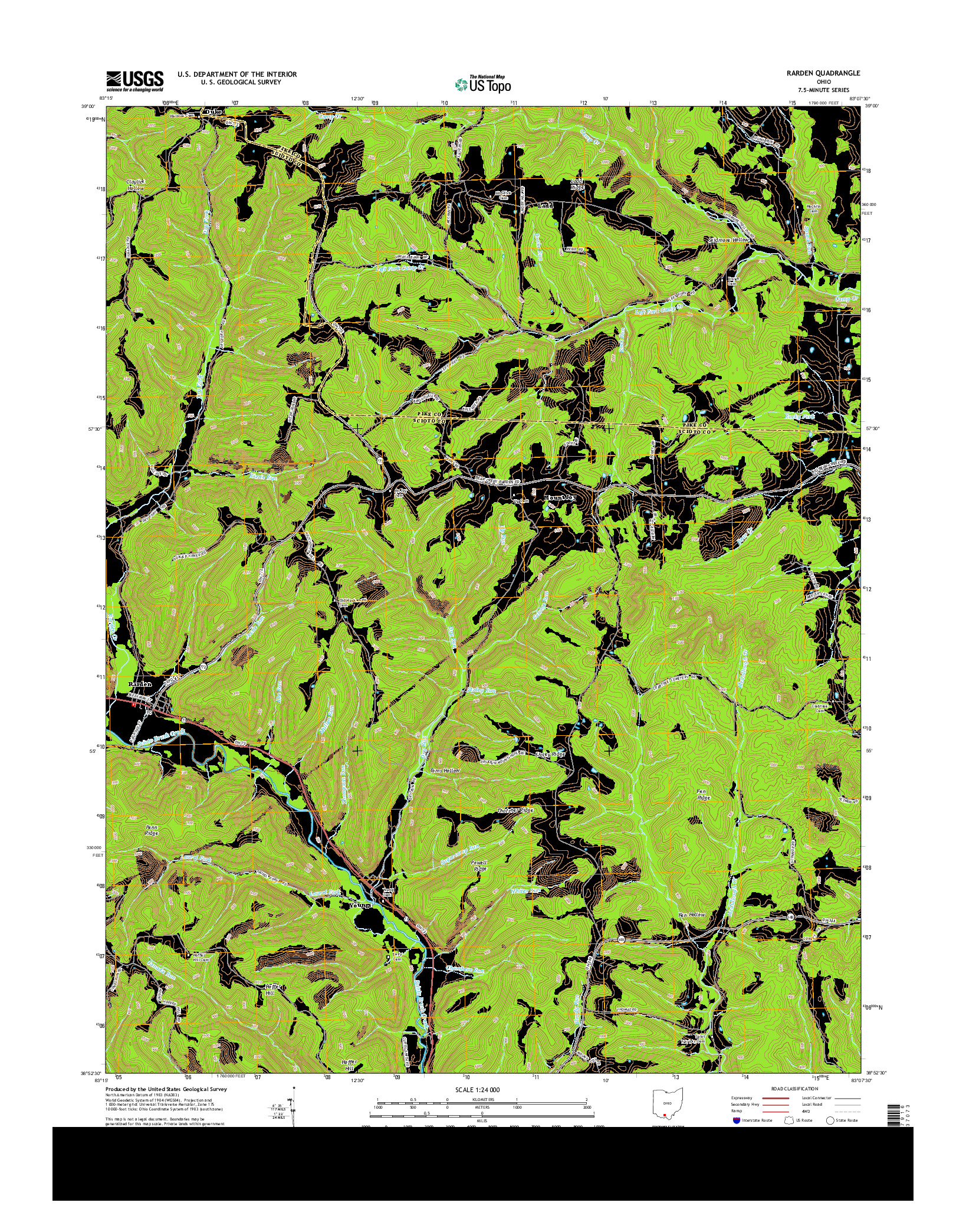 USGS US TOPO 7.5-MINUTE MAP FOR RARDEN, OH 2013