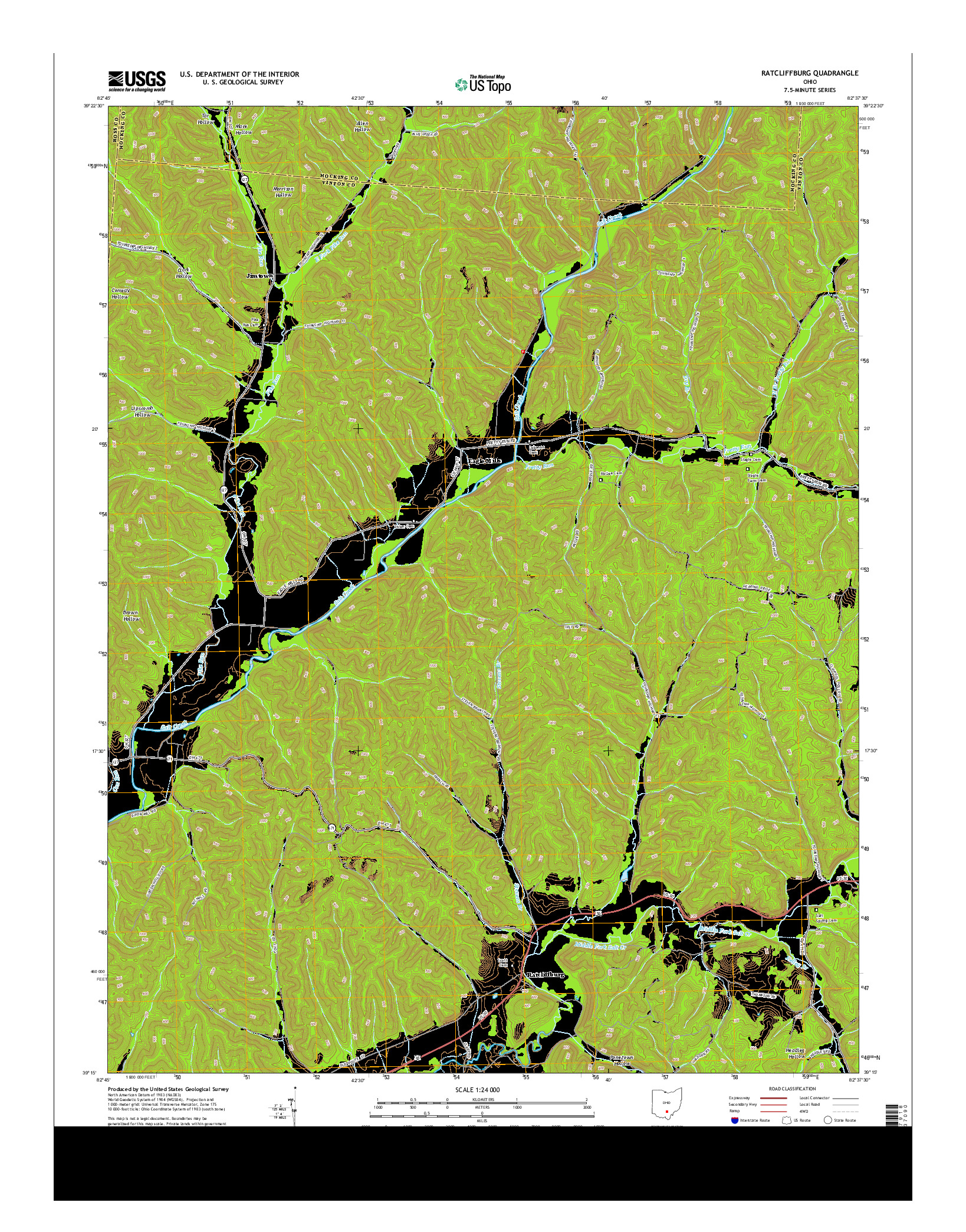 USGS US TOPO 7.5-MINUTE MAP FOR RATCLIFFBURG, OH 2013