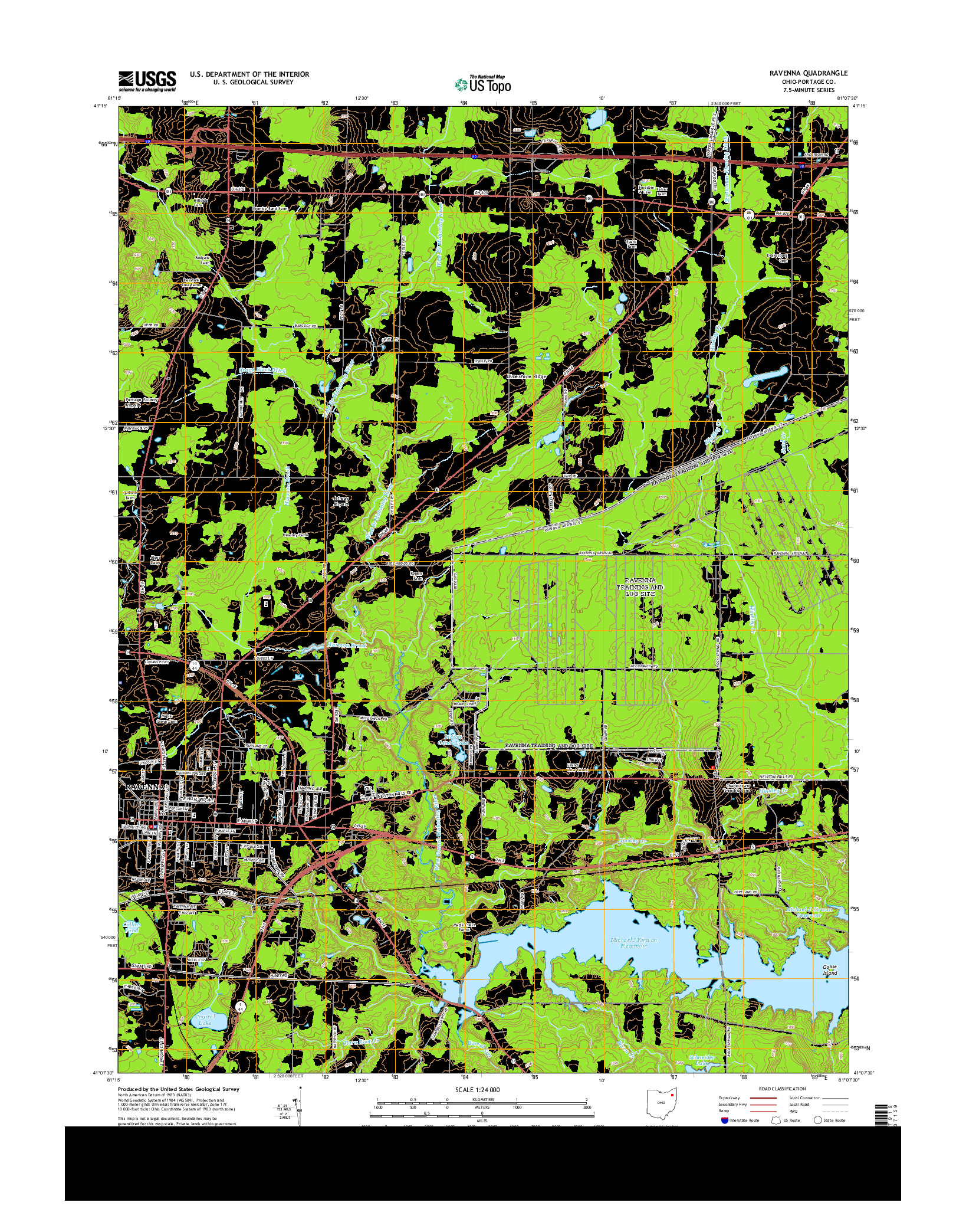 USGS US TOPO 7.5-MINUTE MAP FOR RAVENNA, OH 2013