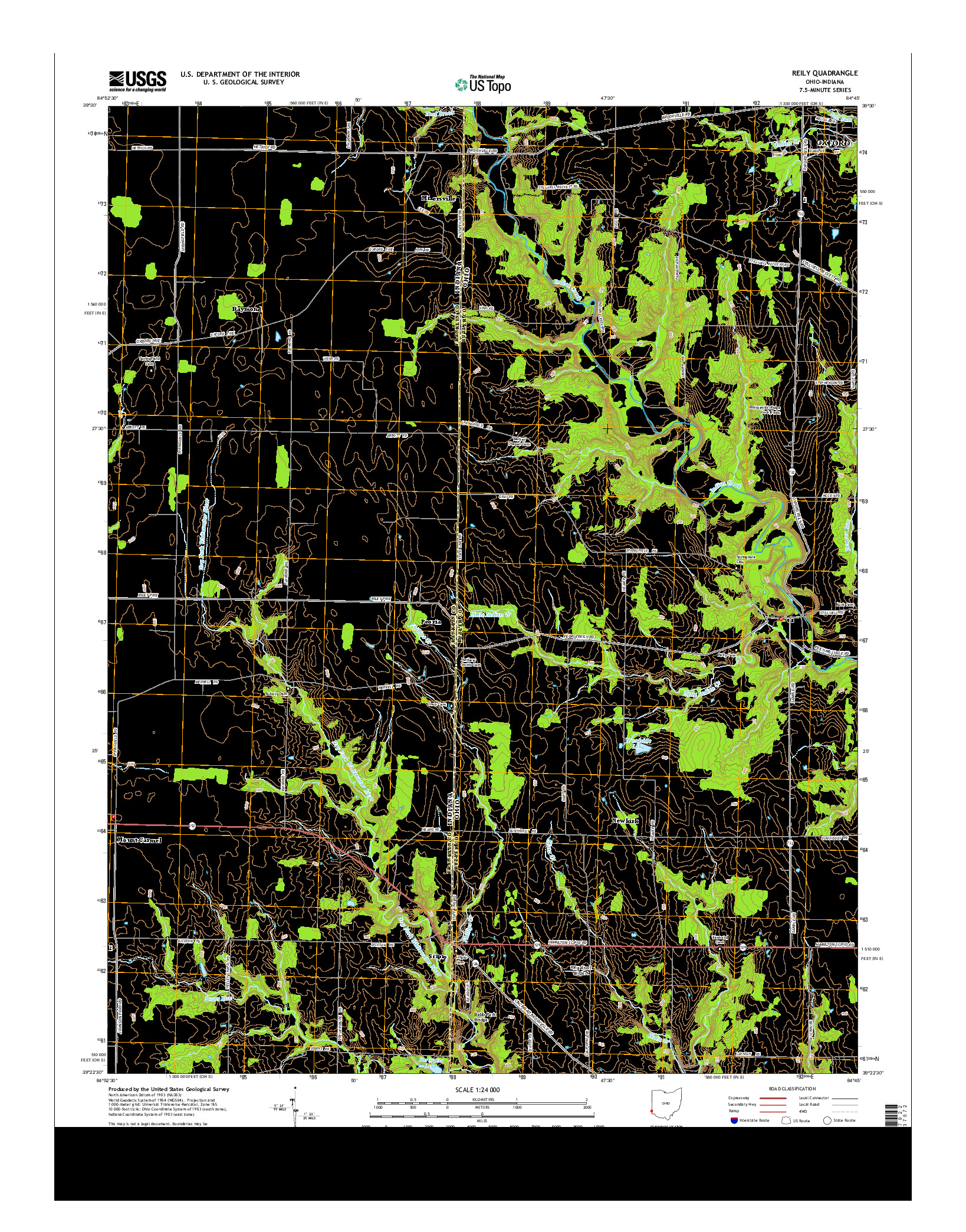 USGS US TOPO 7.5-MINUTE MAP FOR REILY, OH-IN 2013