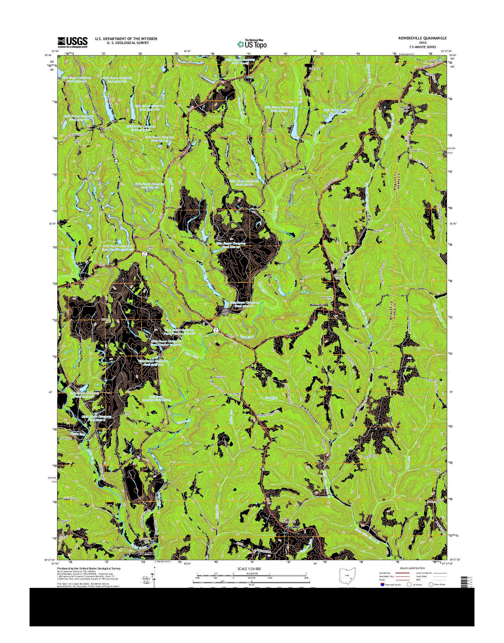 USGS US TOPO 7.5-MINUTE MAP FOR REINERSVILLE, OH 2013