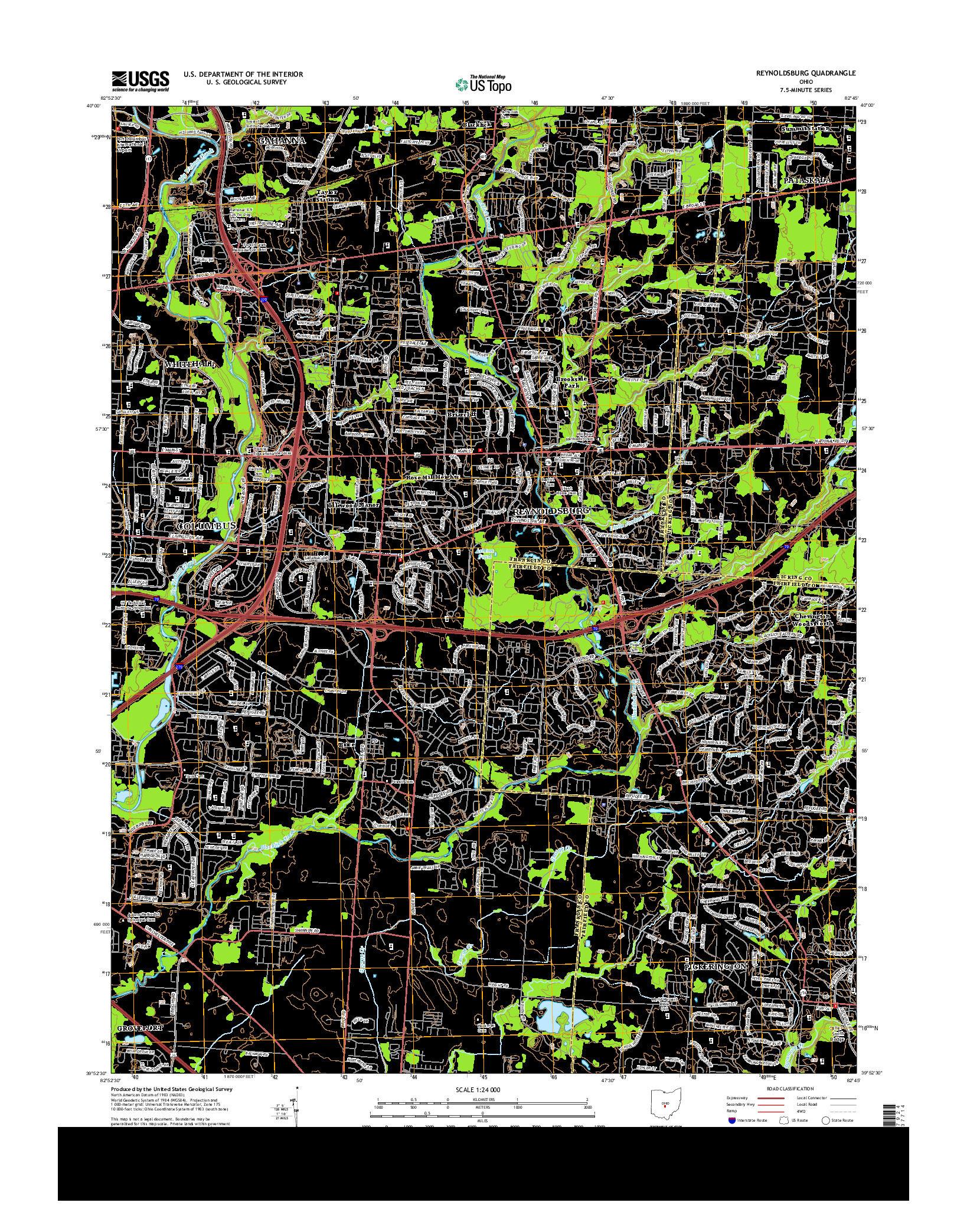 USGS US TOPO 7.5-MINUTE MAP FOR REYNOLDSBURG, OH 2013