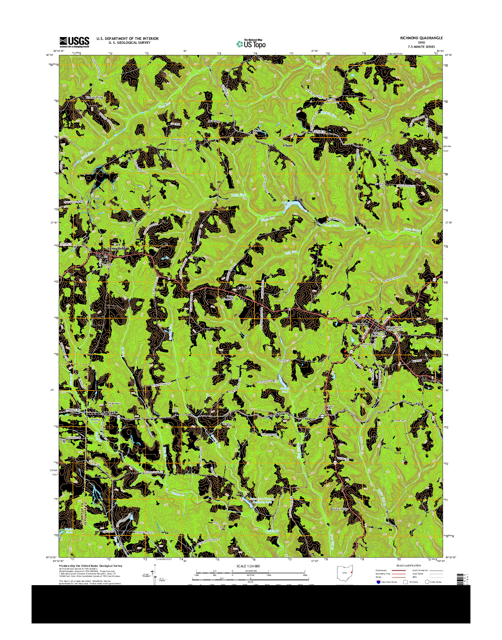 USGS US TOPO 7.5-MINUTE MAP FOR RICHMOND, OH 2013