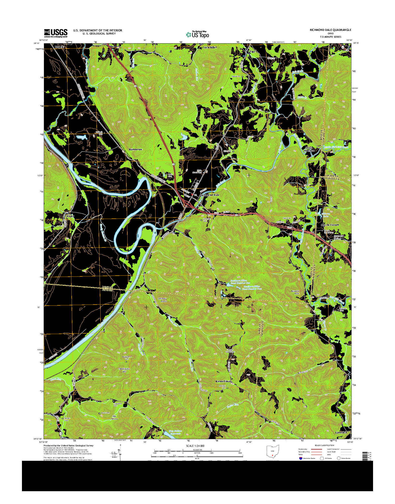 USGS US TOPO 7.5-MINUTE MAP FOR RICHMOND DALE, OH 2013