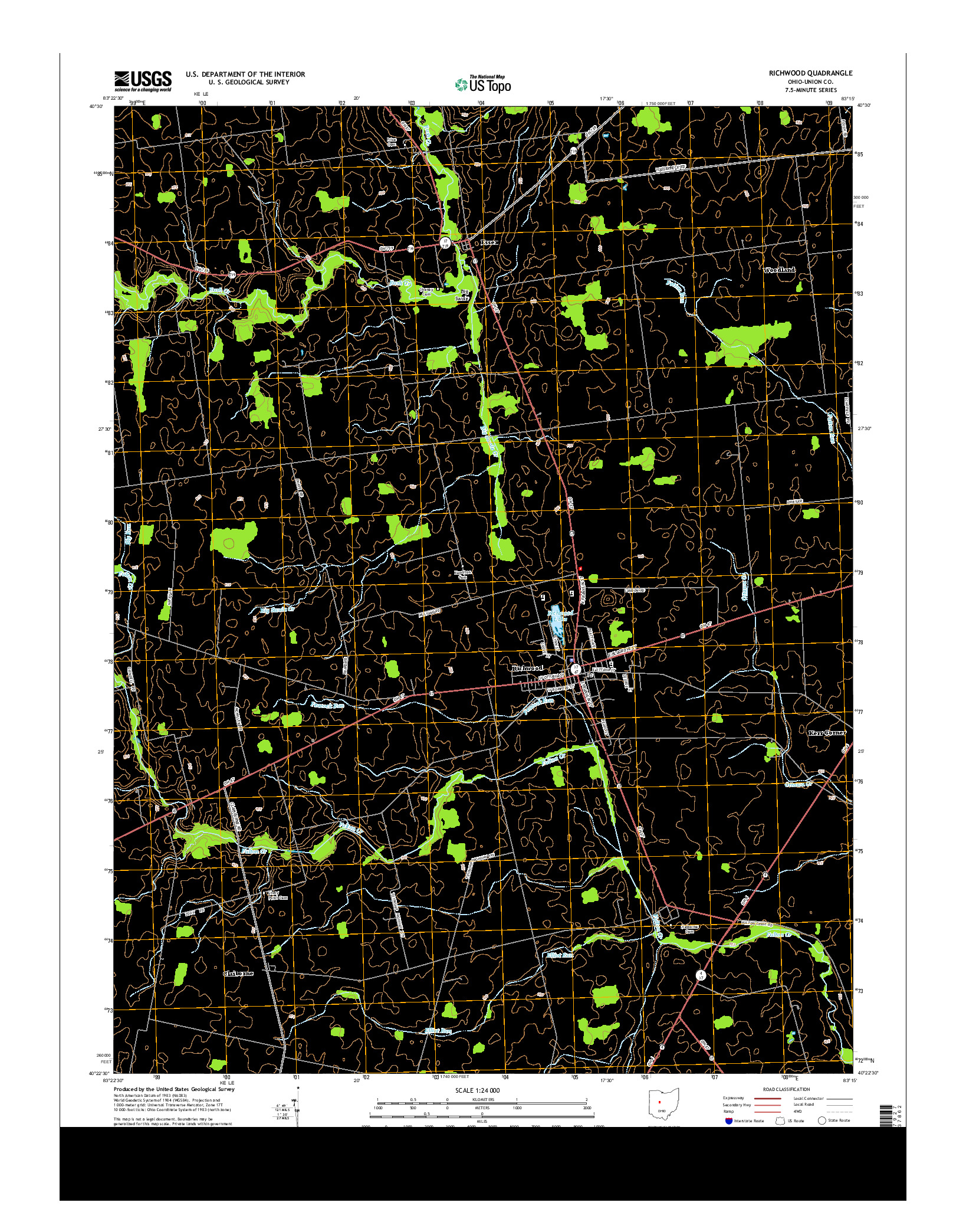 USGS US TOPO 7.5-MINUTE MAP FOR RICHWOOD, OH 2013