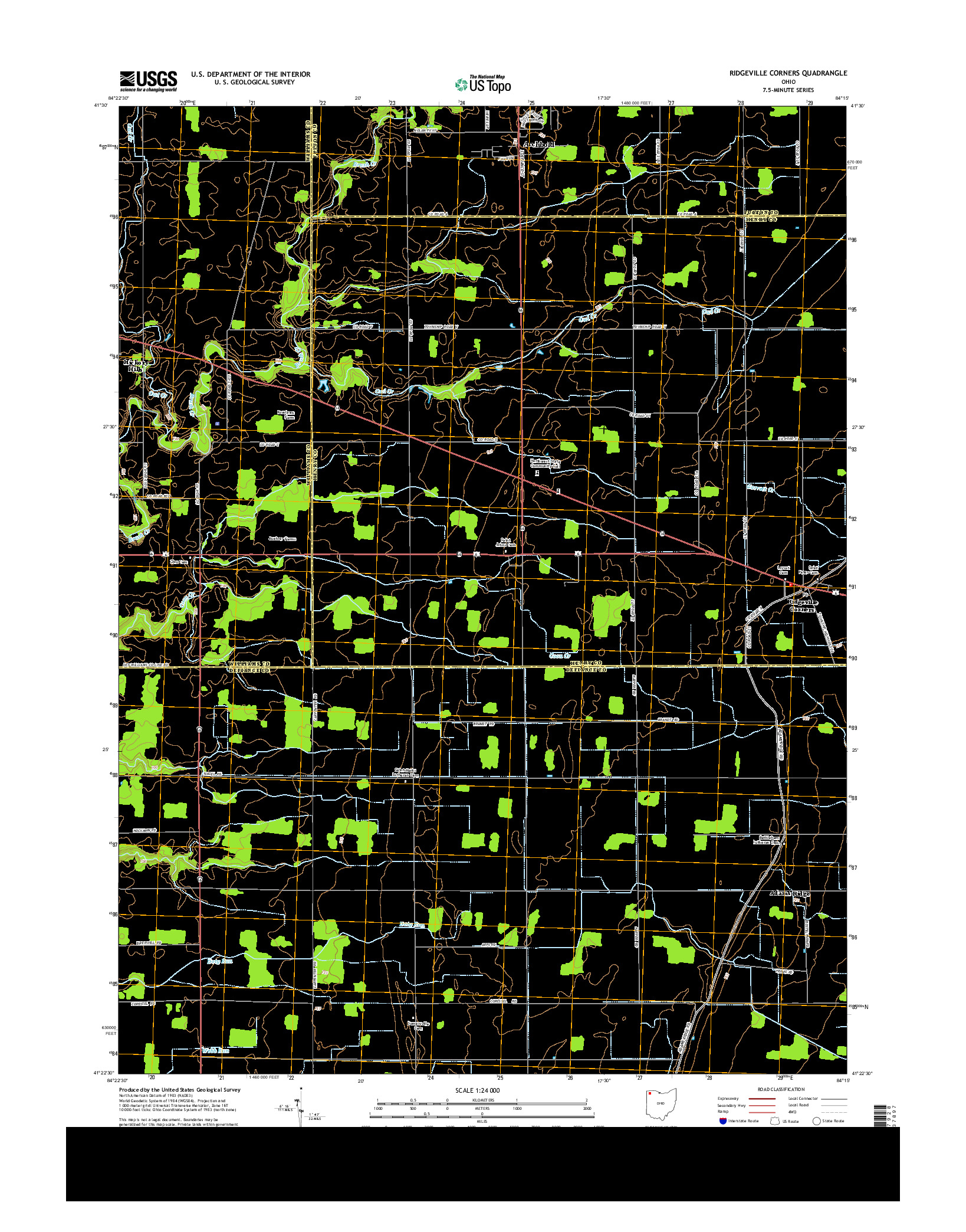 USGS US TOPO 7.5-MINUTE MAP FOR RIDGEVILLE CORNERS, OH 2013