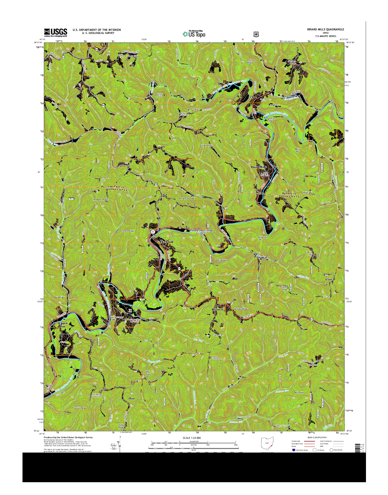 USGS US TOPO 7.5-MINUTE MAP FOR RINARD MILLS, OH 2013