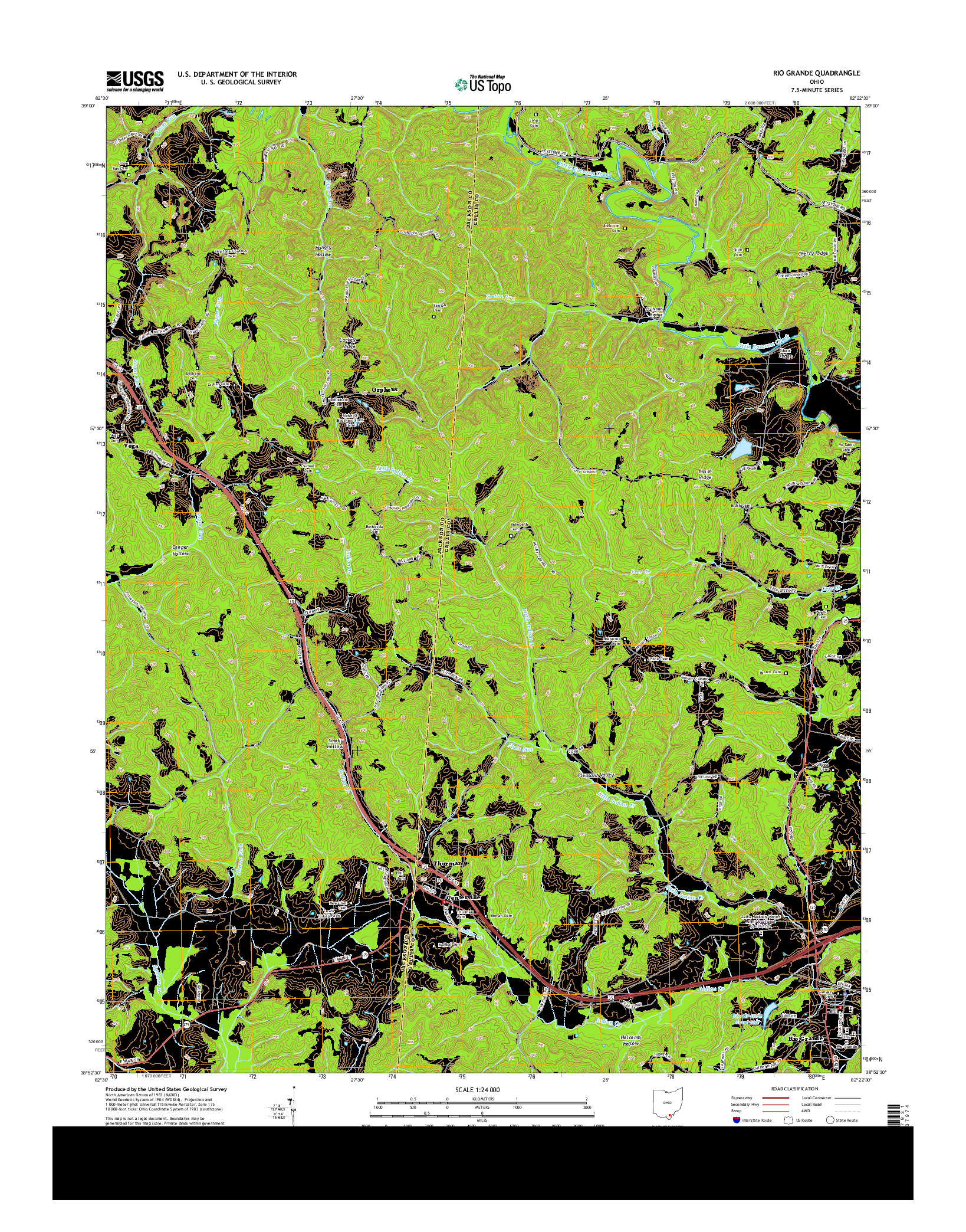 USGS US TOPO 7.5-MINUTE MAP FOR RIO GRANDE, OH 2013