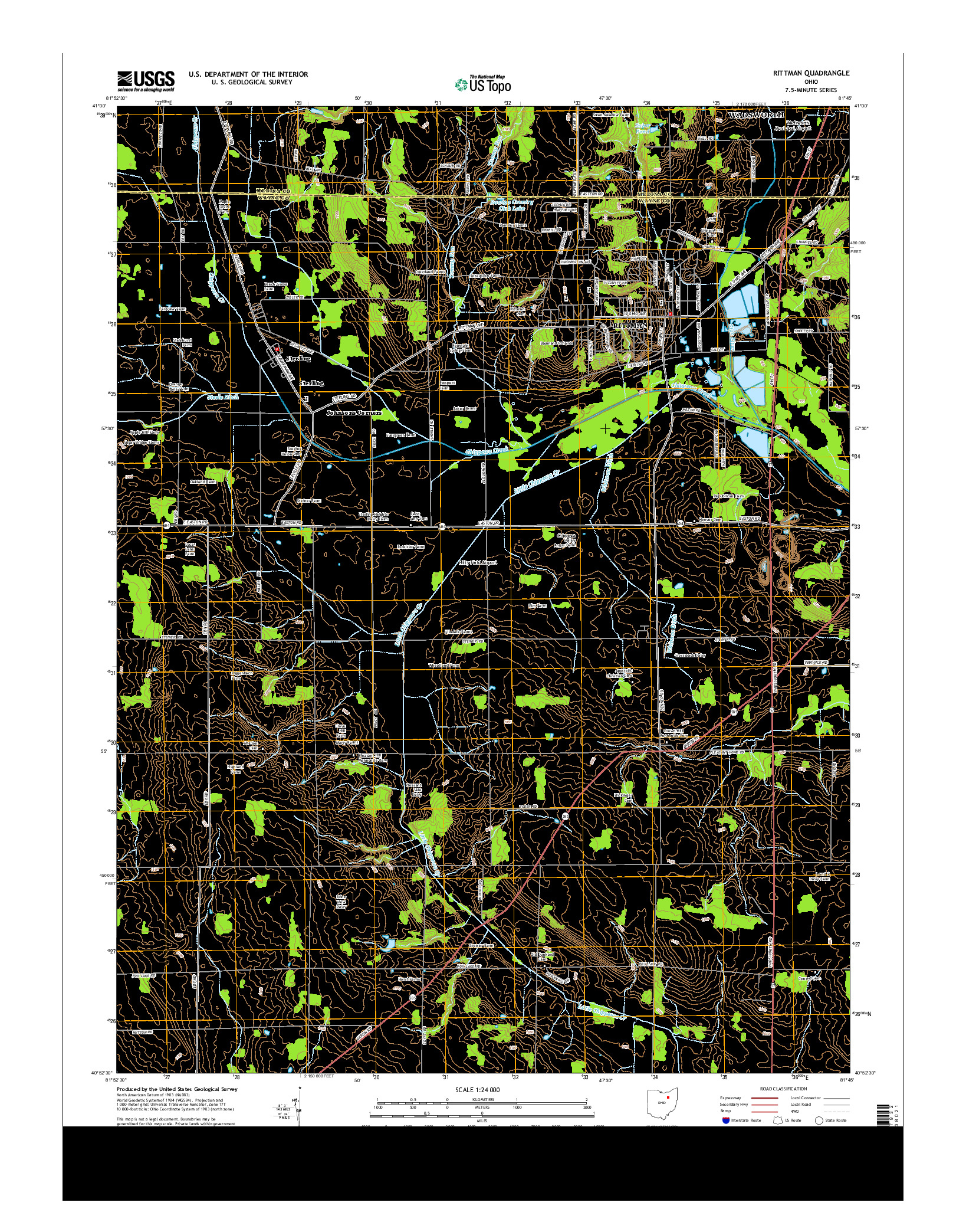 USGS US TOPO 7.5-MINUTE MAP FOR RITTMAN, OH 2013