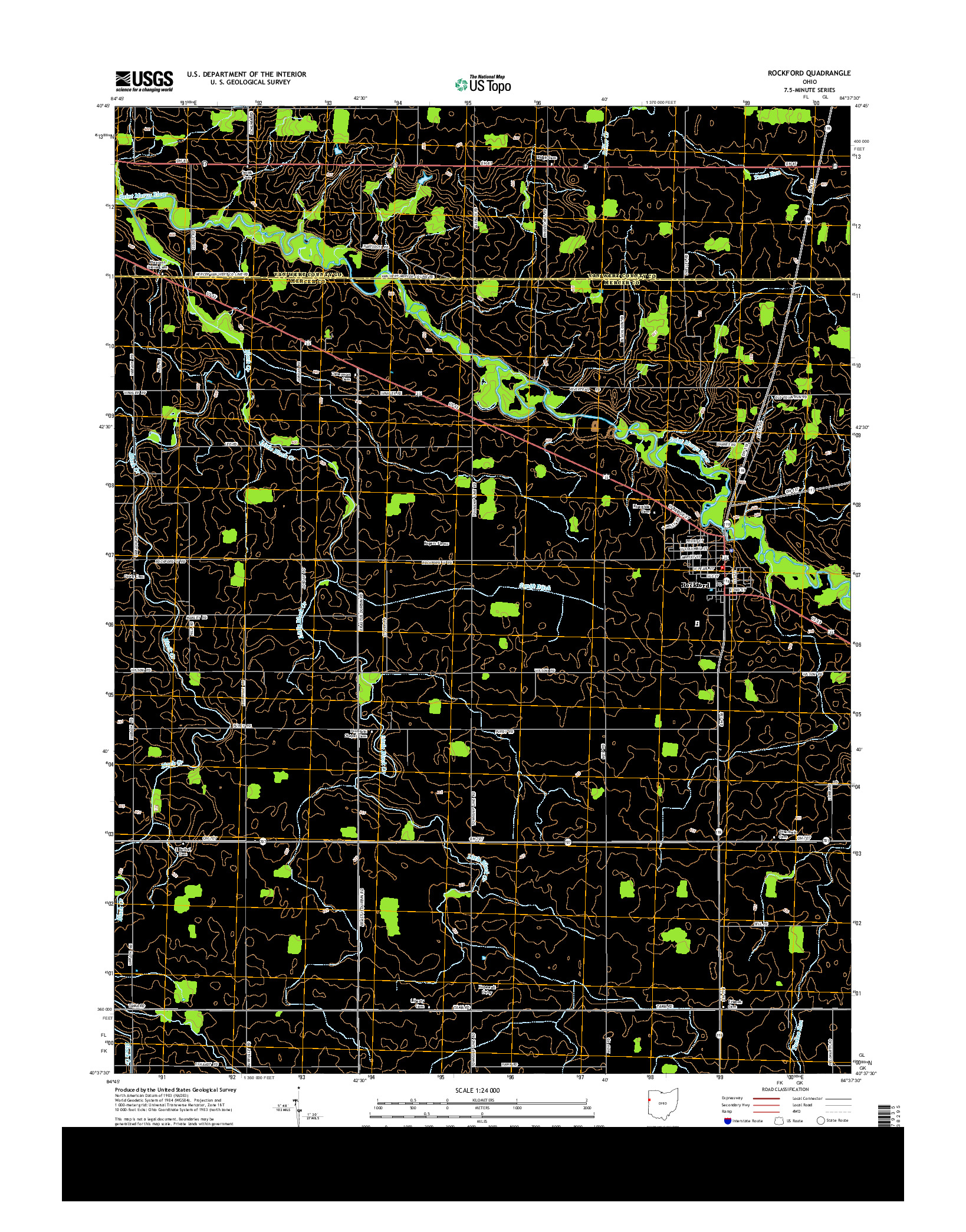 USGS US TOPO 7.5-MINUTE MAP FOR ROCKFORD, OH 2013