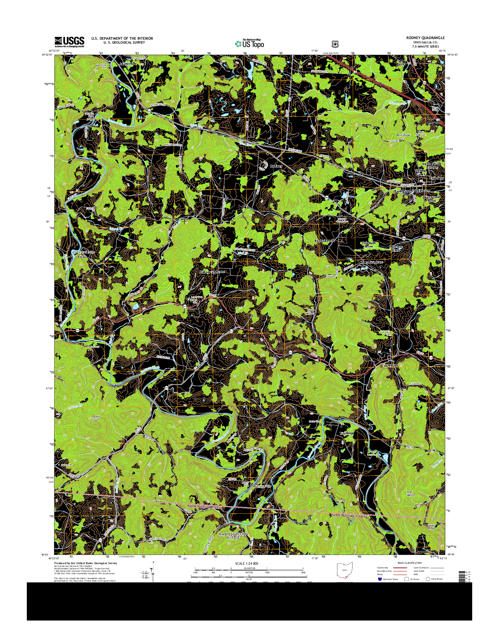 USGS US TOPO 7.5-MINUTE MAP FOR RODNEY, OH 2013