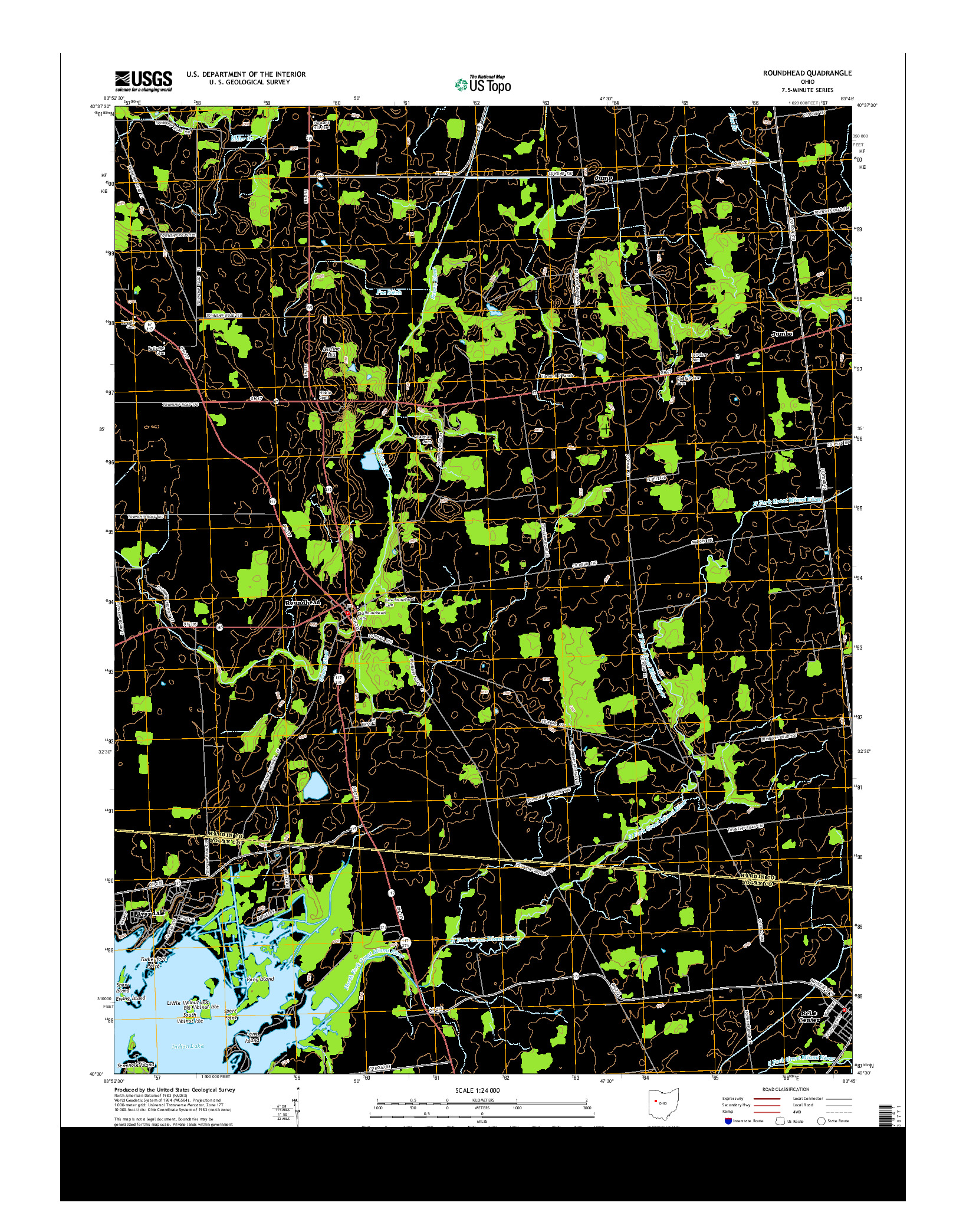 USGS US TOPO 7.5-MINUTE MAP FOR ROUNDHEAD, OH 2013