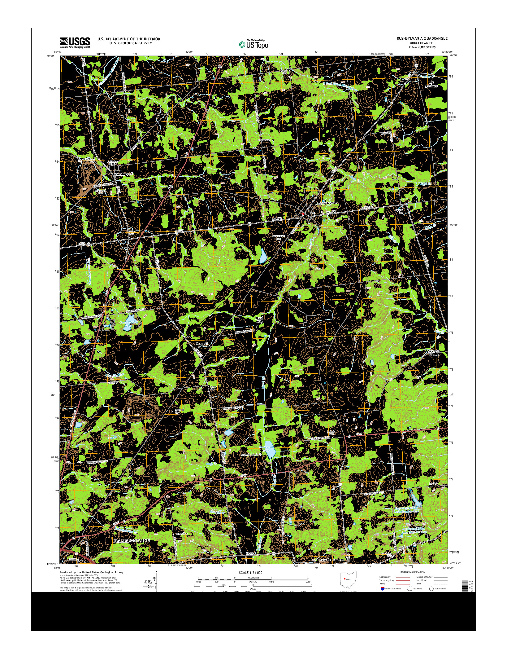 USGS US TOPO 7.5-MINUTE MAP FOR RUSHSYLVANIA, OH 2013