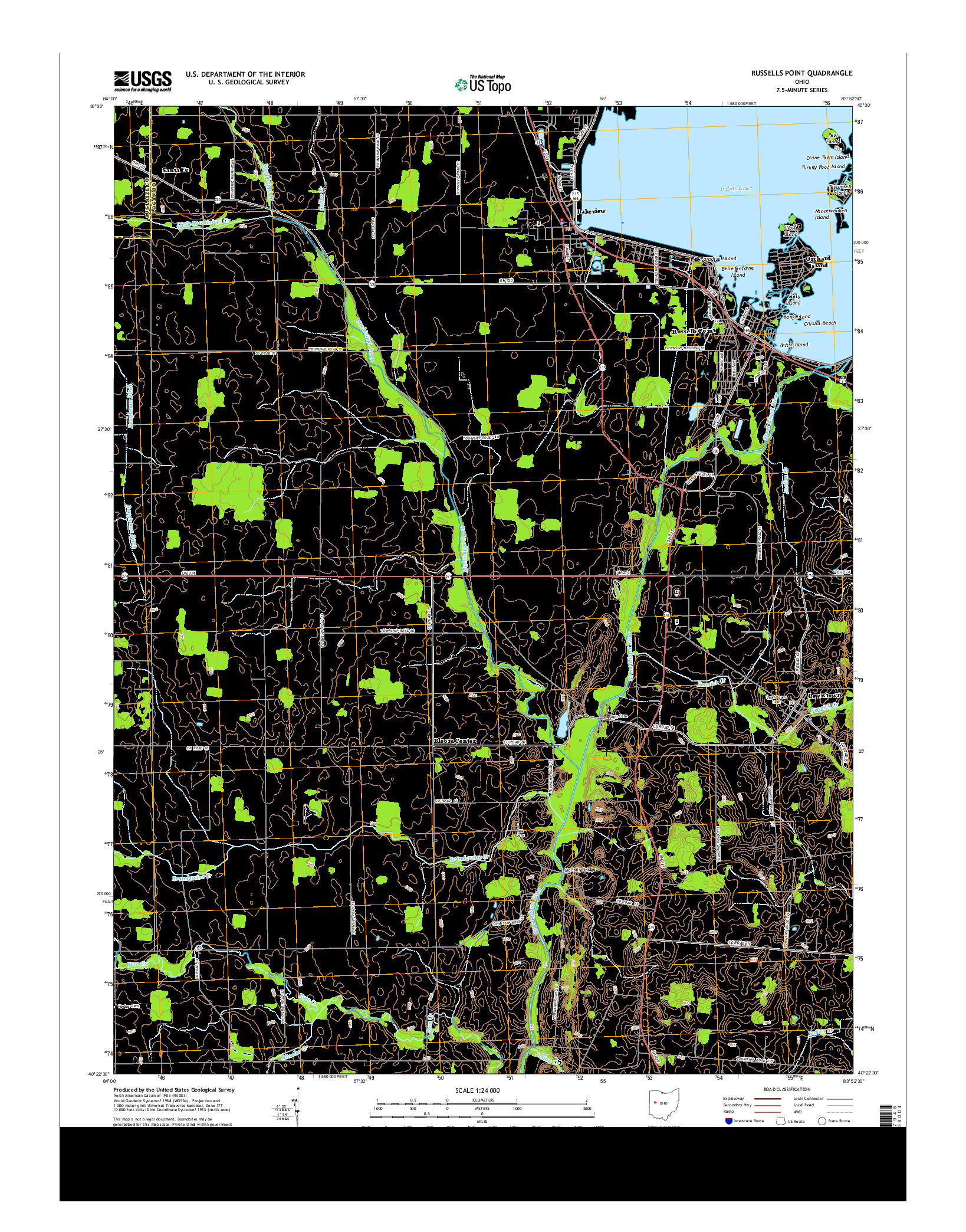 USGS US TOPO 7.5-MINUTE MAP FOR RUSSELLS POINT, OH 2013