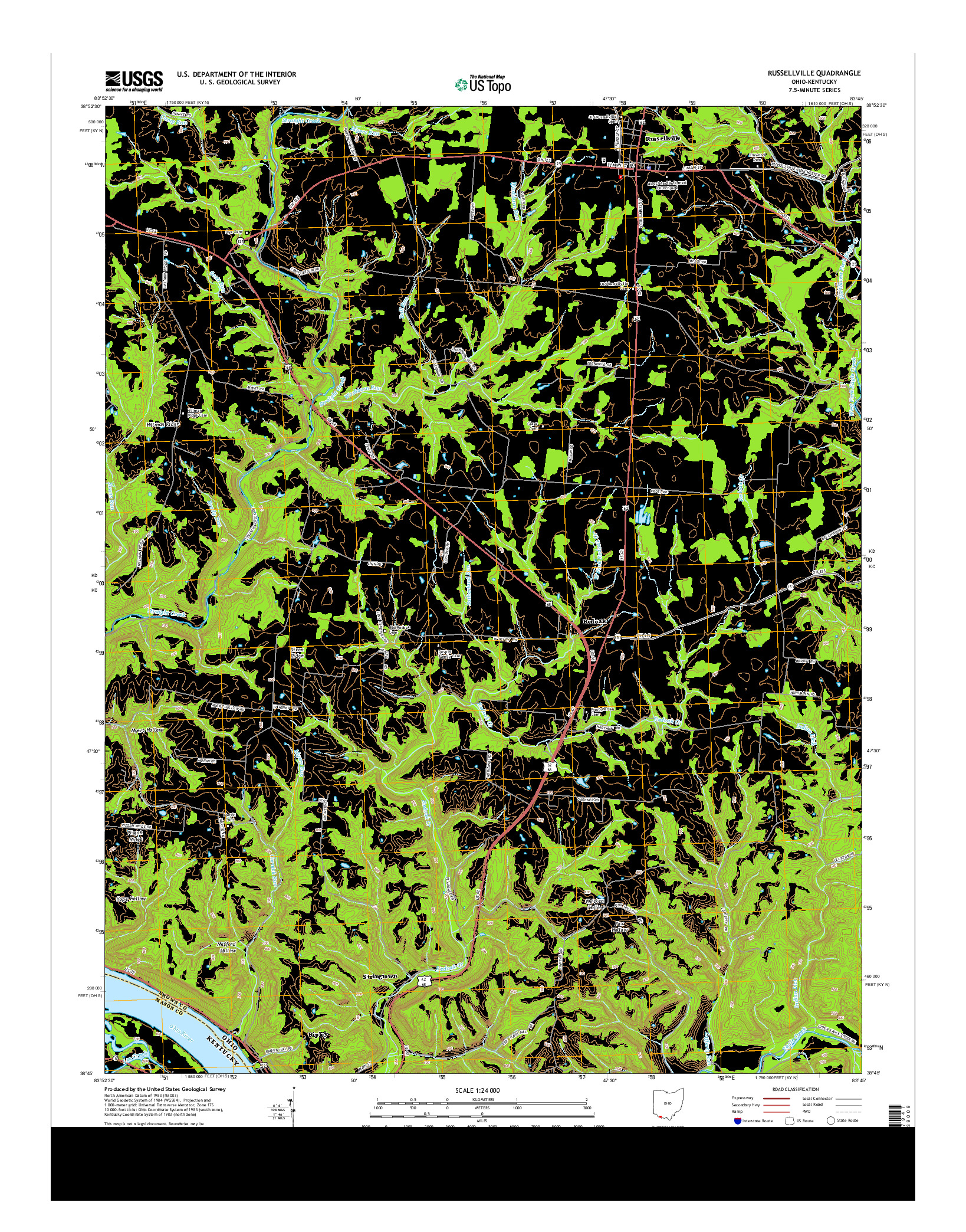 USGS US TOPO 7.5-MINUTE MAP FOR RUSSELLVILLE, OH-KY 2013