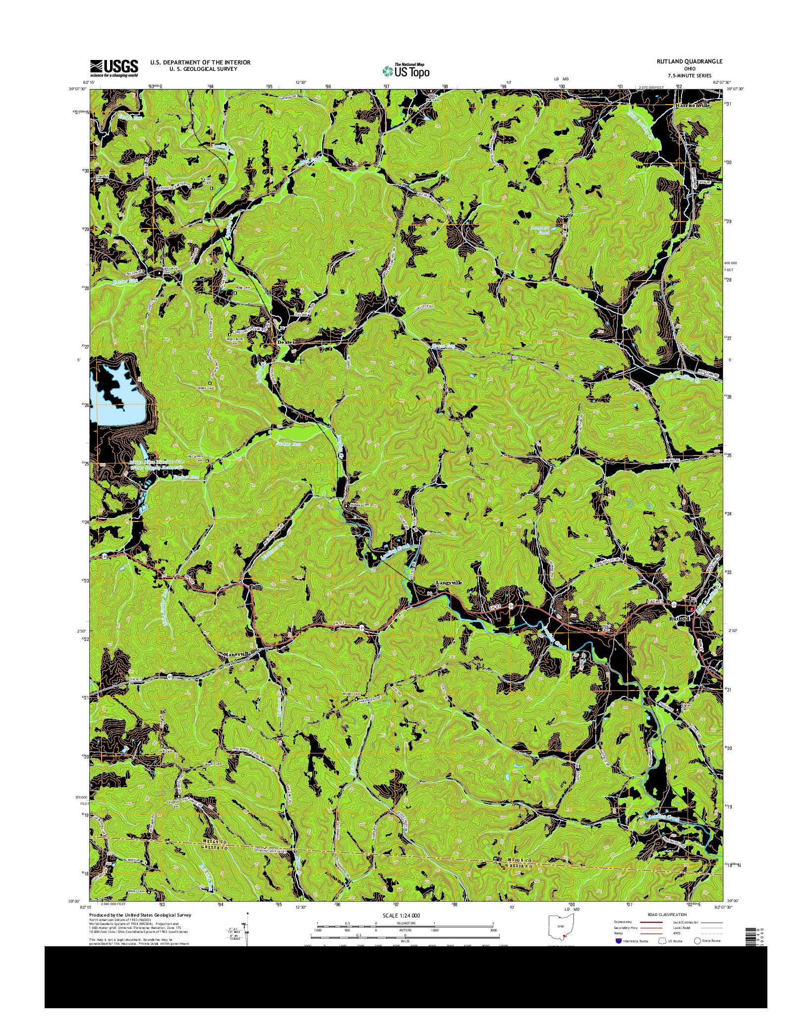 USGS US TOPO 7.5-MINUTE MAP FOR RUTLAND, OH 2013