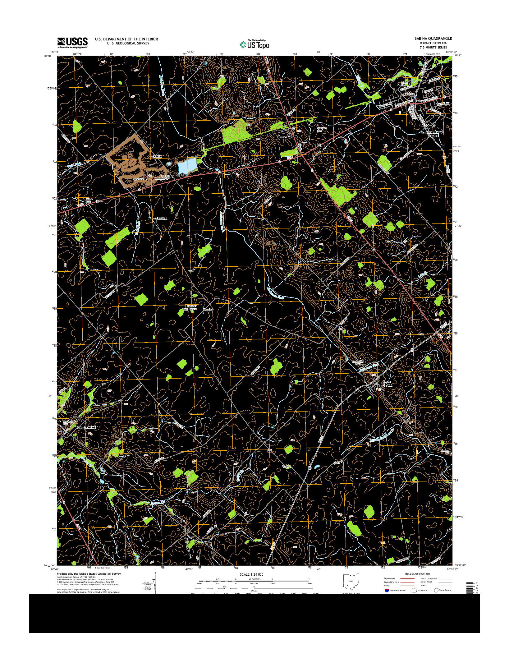 USGS US TOPO 7.5-MINUTE MAP FOR SABINA, OH 2013