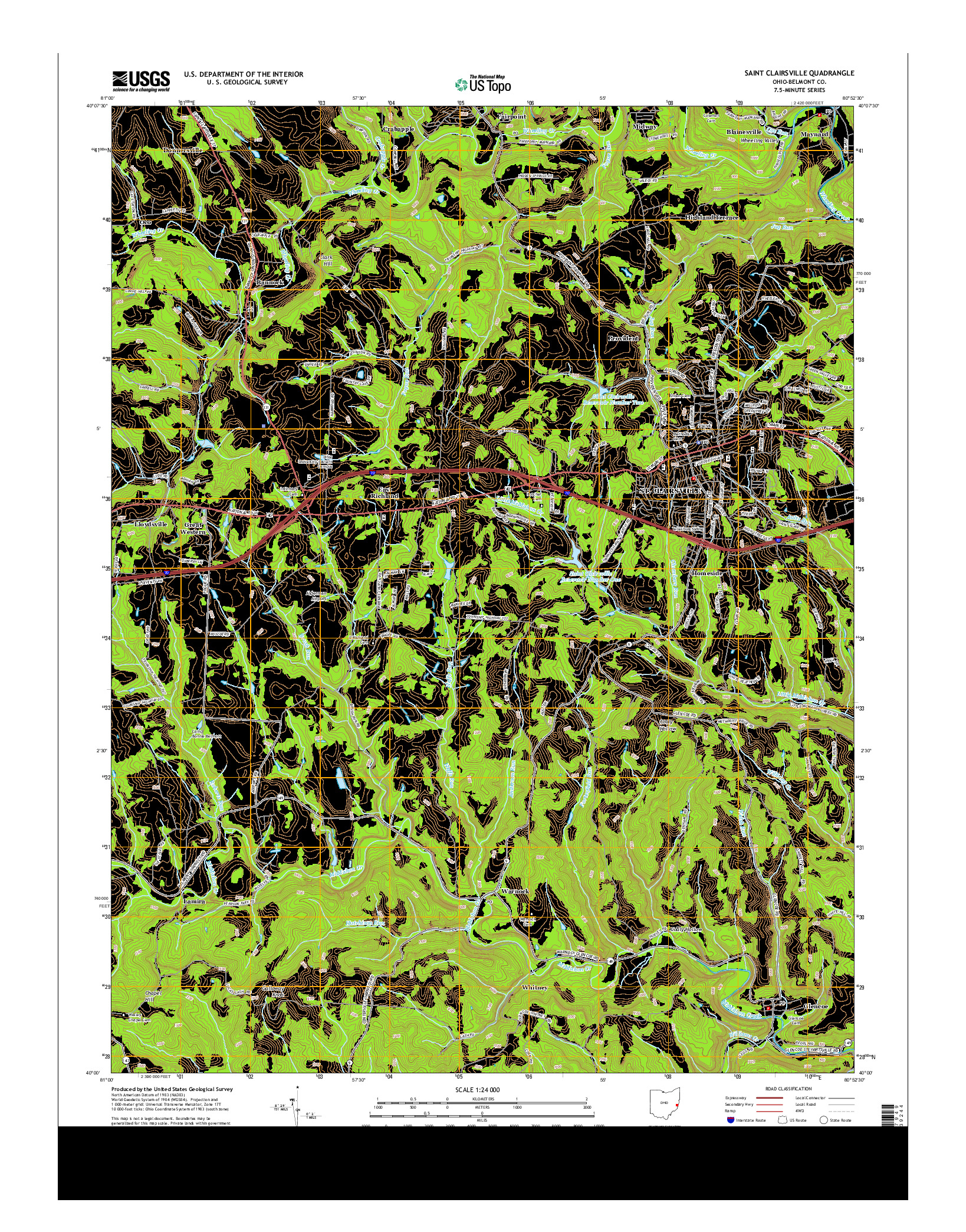 USGS US TOPO 7.5-MINUTE MAP FOR SAINT CLAIRSVILLE, OH 2013