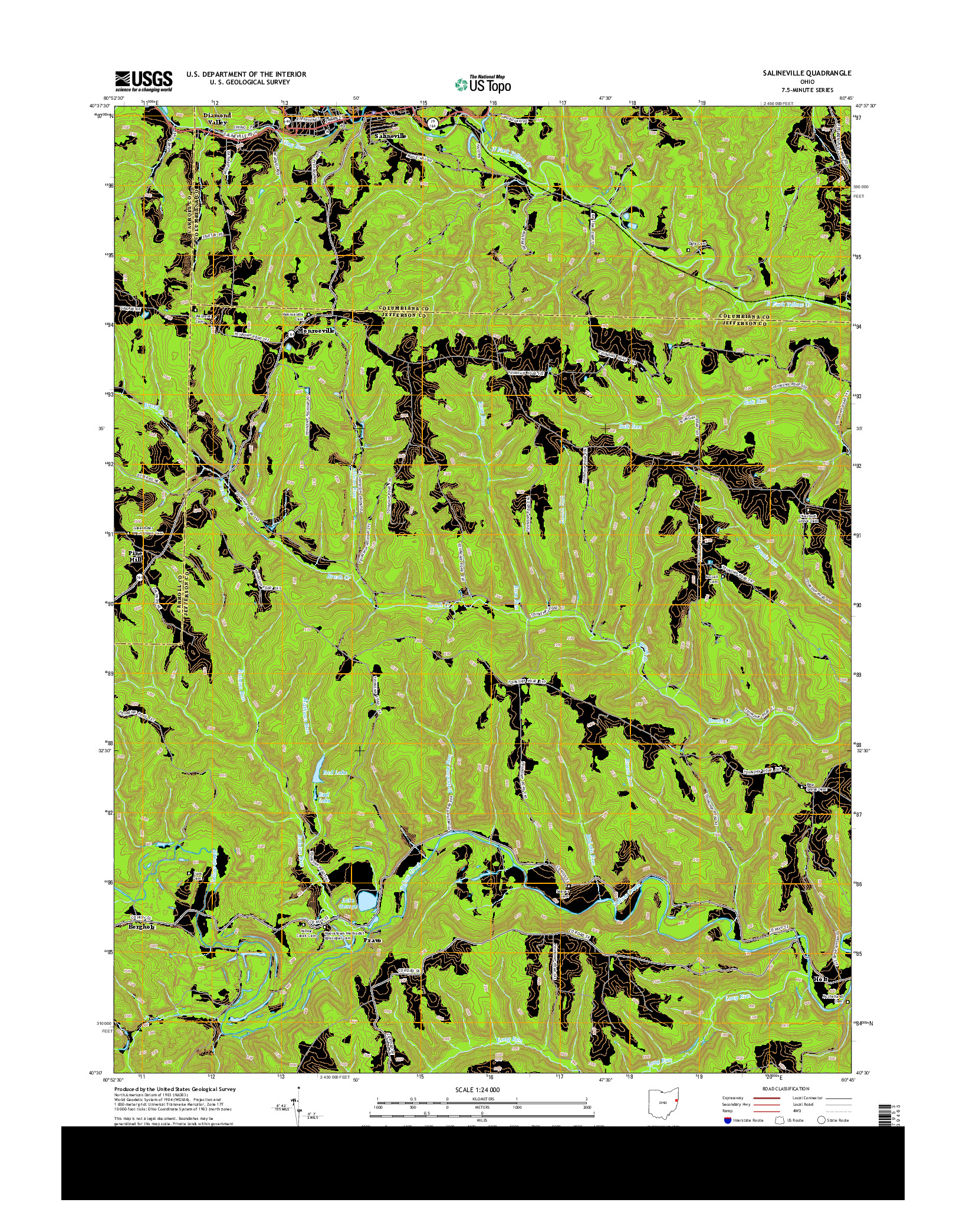 USGS US TOPO 7.5-MINUTE MAP FOR SALINEVILLE, OH 2013