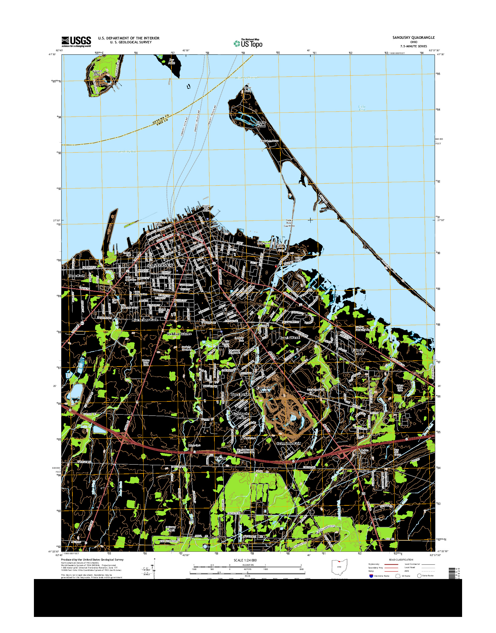 USGS US TOPO 7.5-MINUTE MAP FOR SANDUSKY, OH 2013