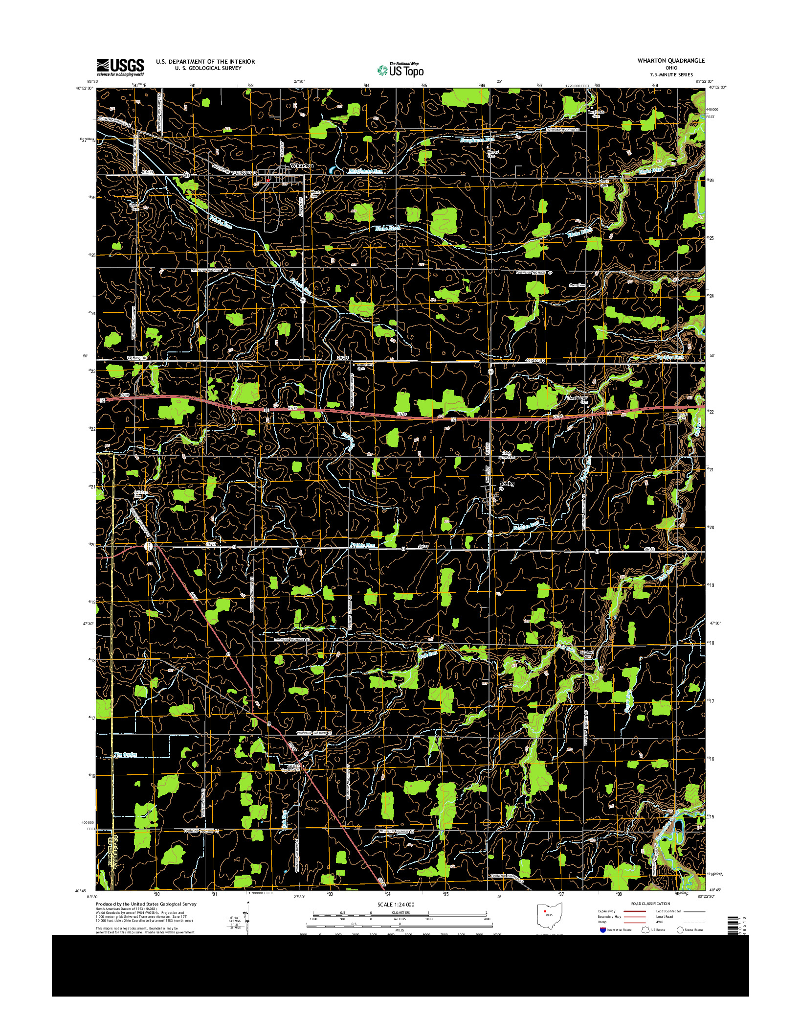 USGS US TOPO 7.5-MINUTE MAP FOR WHARTON, OH 2013