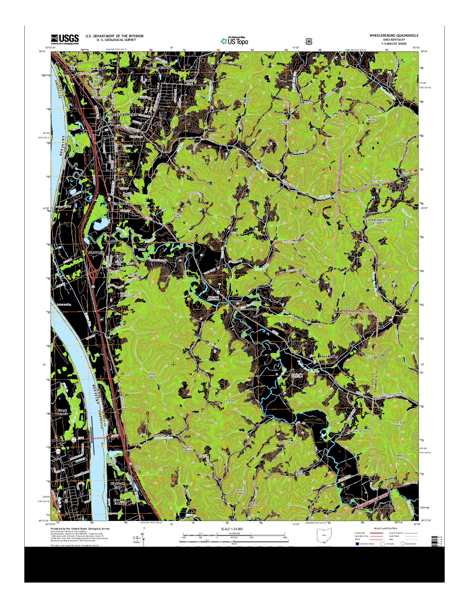 USGS US TOPO 7.5-MINUTE MAP FOR WHEELERSBURG, OH-KY 2013