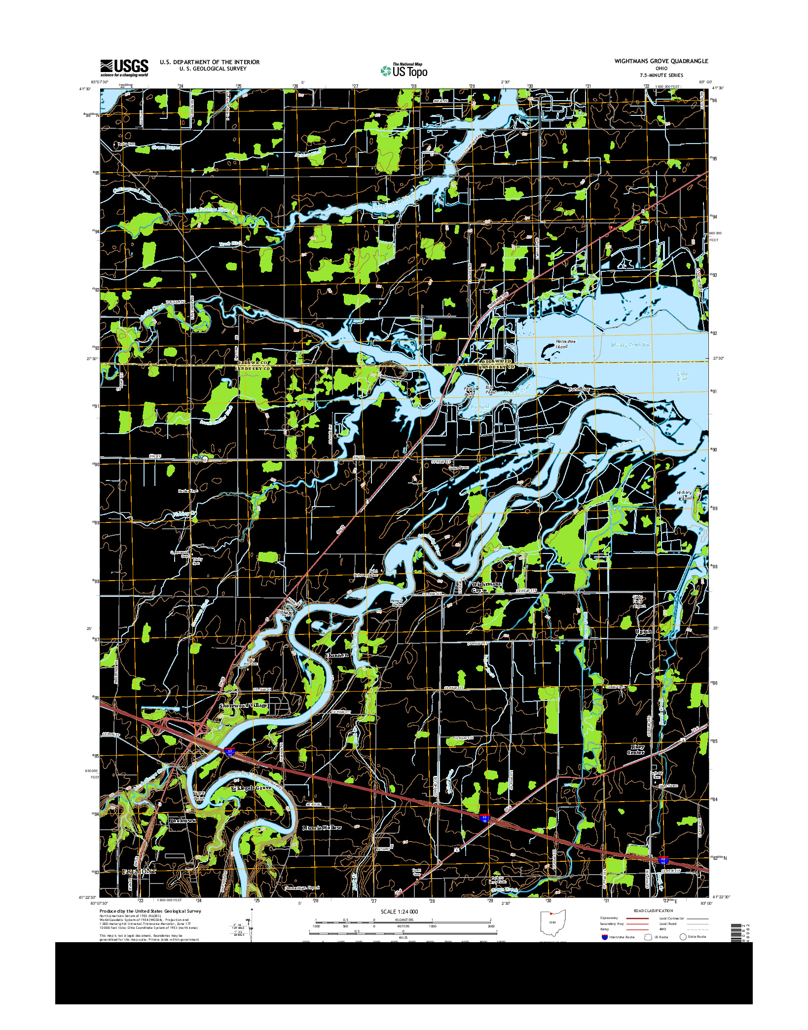 USGS US TOPO 7.5-MINUTE MAP FOR WIGHTMANS GROVE, OH 2013