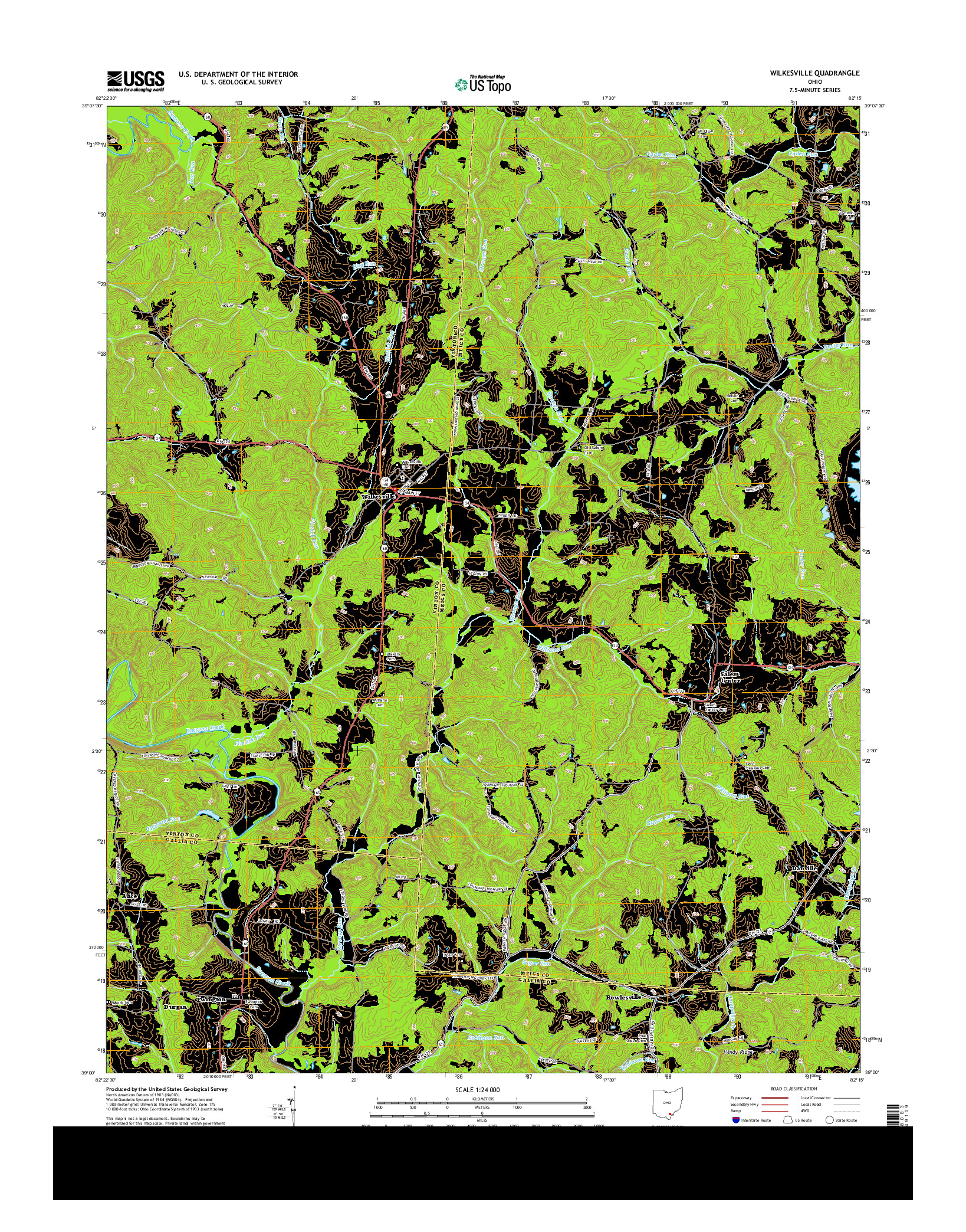 USGS US TOPO 7.5-MINUTE MAP FOR WILKESVILLE, OH 2013