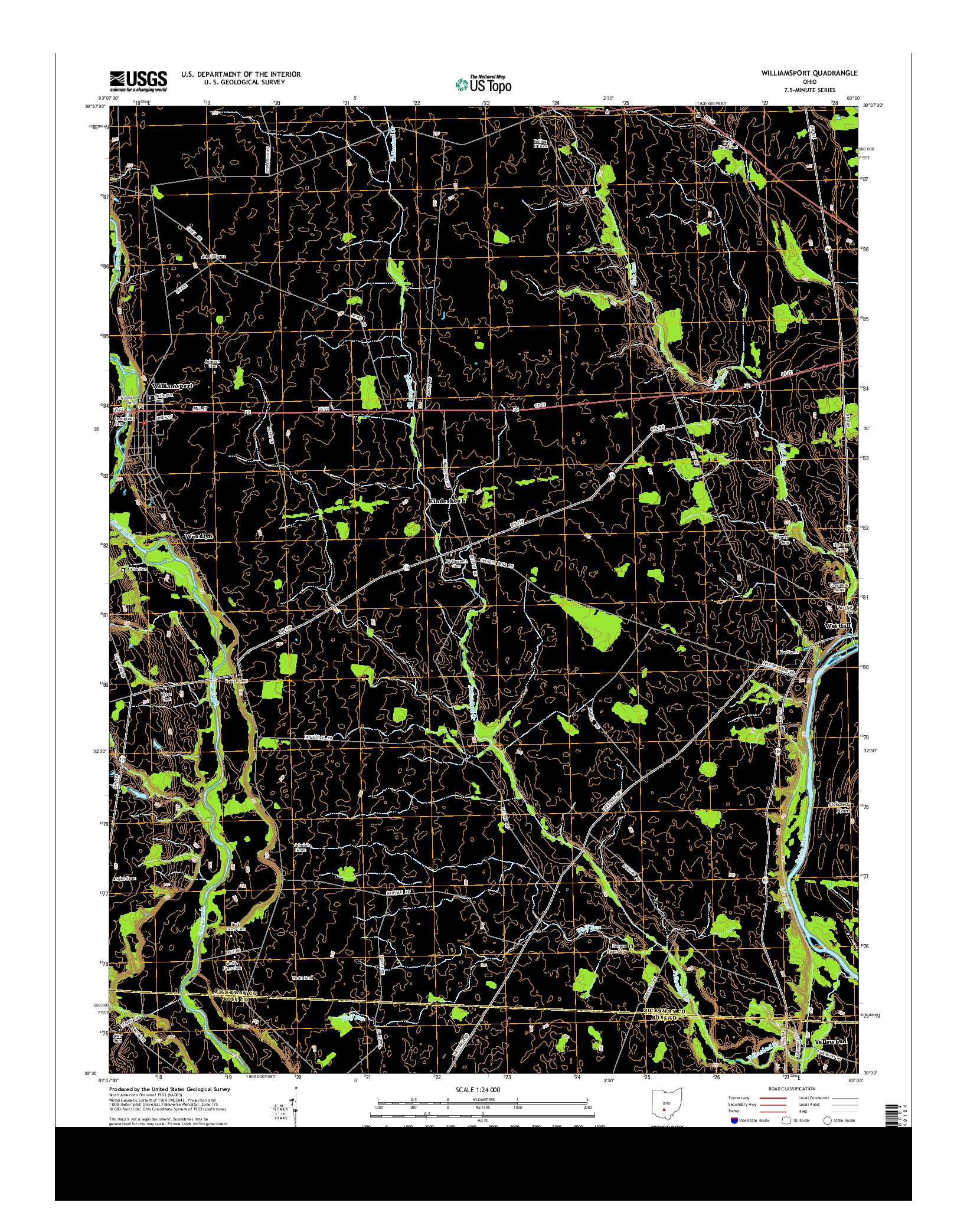 USGS US TOPO 7.5-MINUTE MAP FOR WILLIAMSPORT, OH 2013