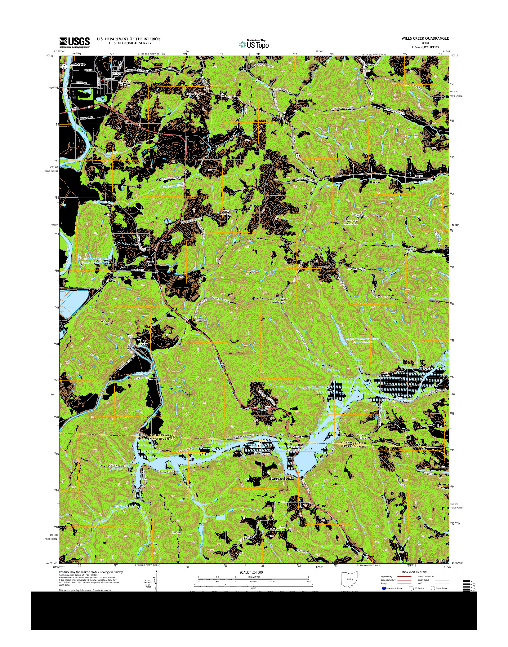 USGS US TOPO 7.5-MINUTE MAP FOR WILLS CREEK, OH 2013