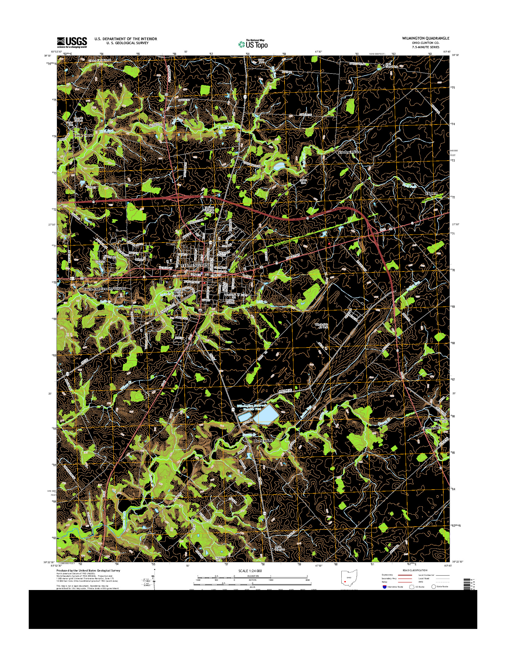 USGS US TOPO 7.5-MINUTE MAP FOR WILMINGTON, OH 2013