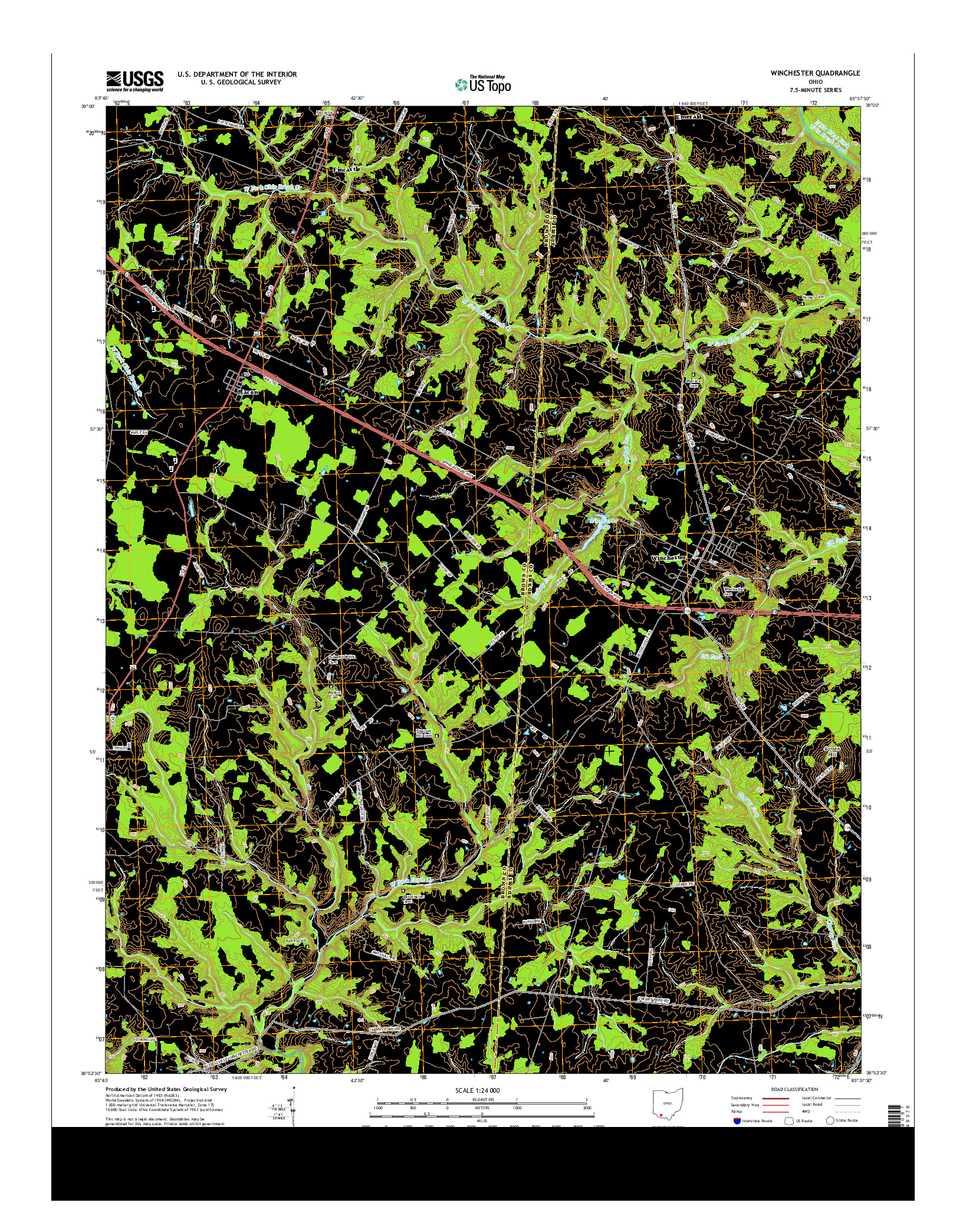 USGS US TOPO 7.5-MINUTE MAP FOR WINCHESTER, OH 2013