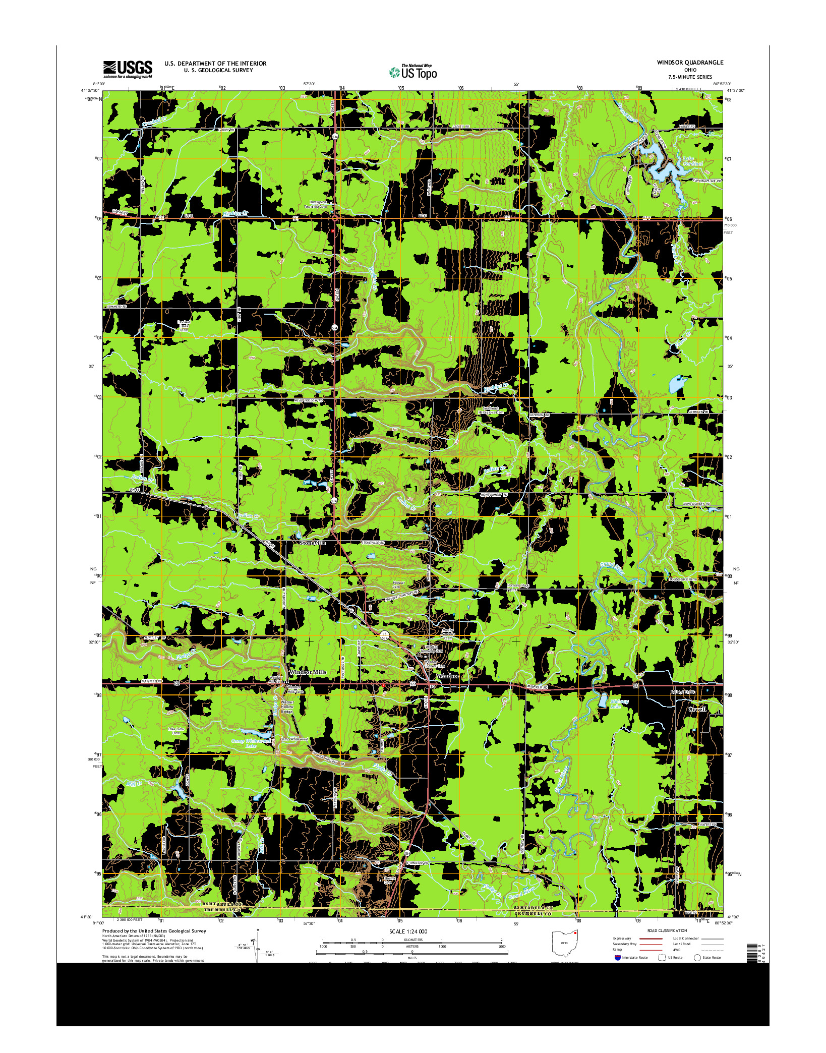 USGS US TOPO 7.5-MINUTE MAP FOR WINDSOR, OH 2013