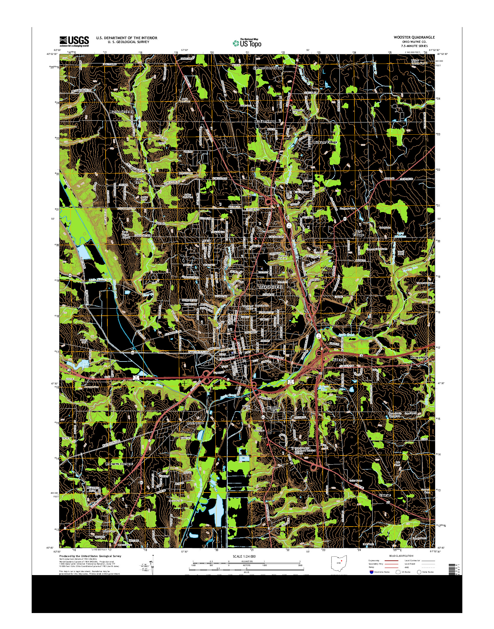 USGS US TOPO 7.5-MINUTE MAP FOR WOOSTER, OH 2013
